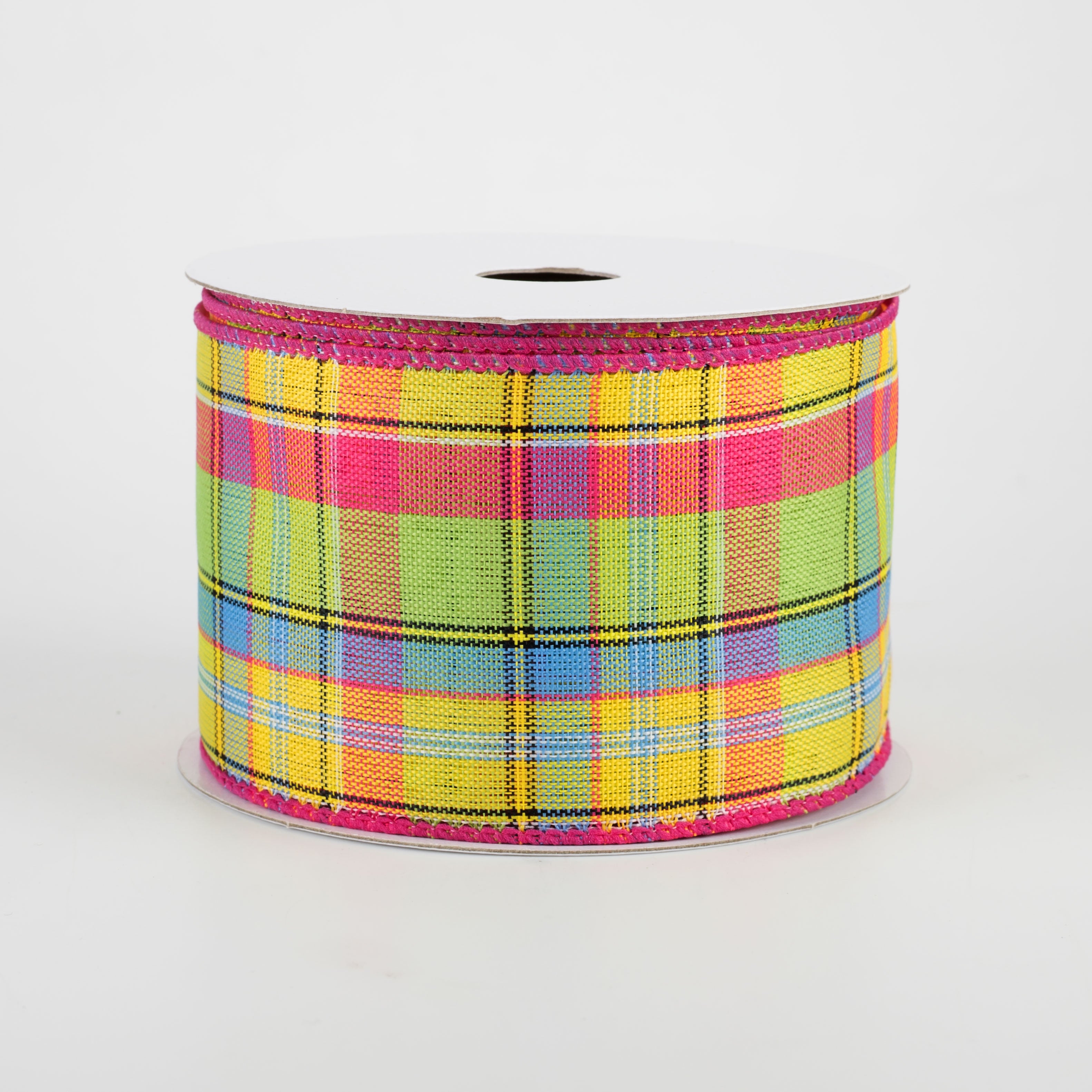 2.5" Montana Plaid Ribbon: Yellow, Fuchsia, Lime (10 Yards)