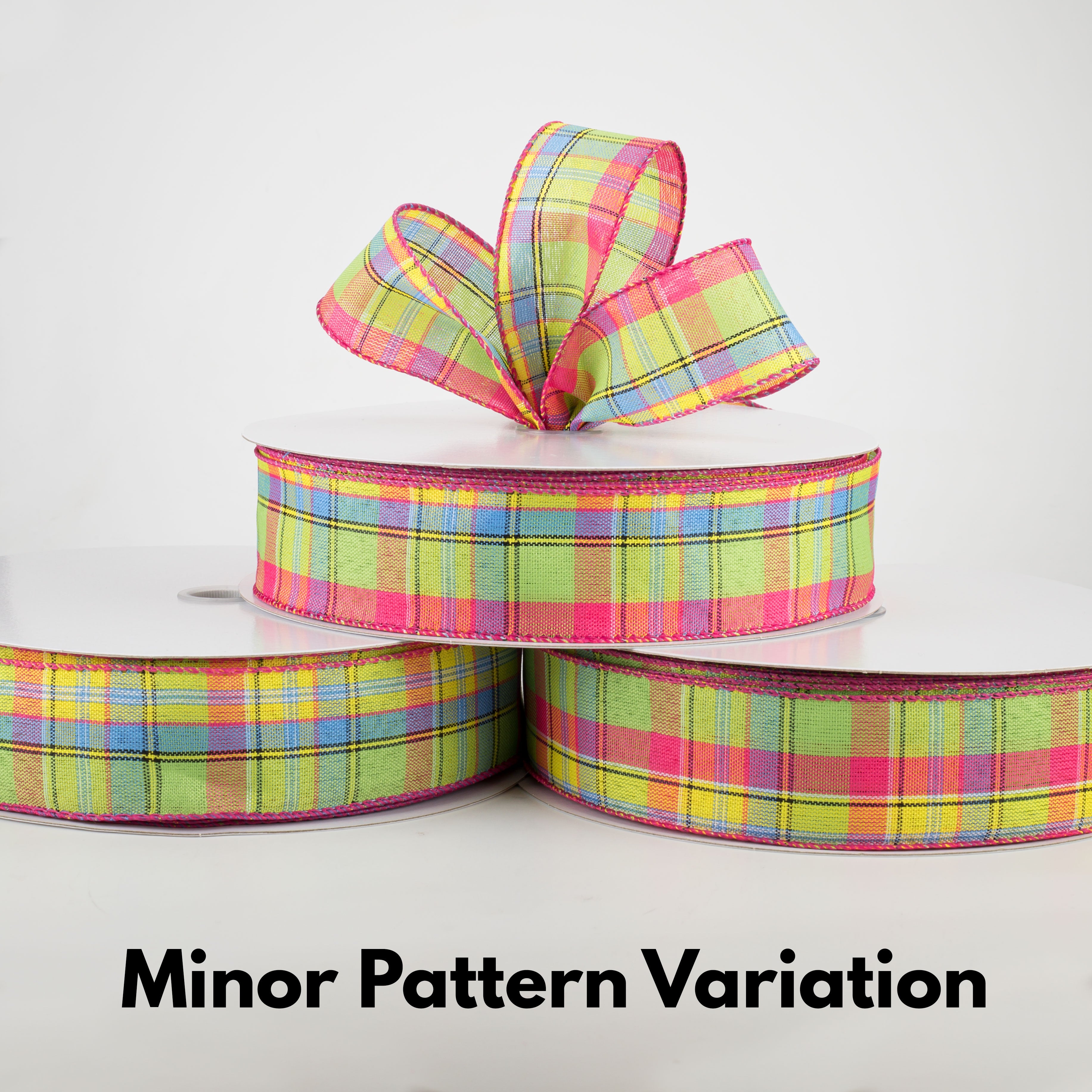 1.5" Montana Plaid Ribbon: Yellow, Fuchsia, Lime (50 Yards) Lifestyle Photo