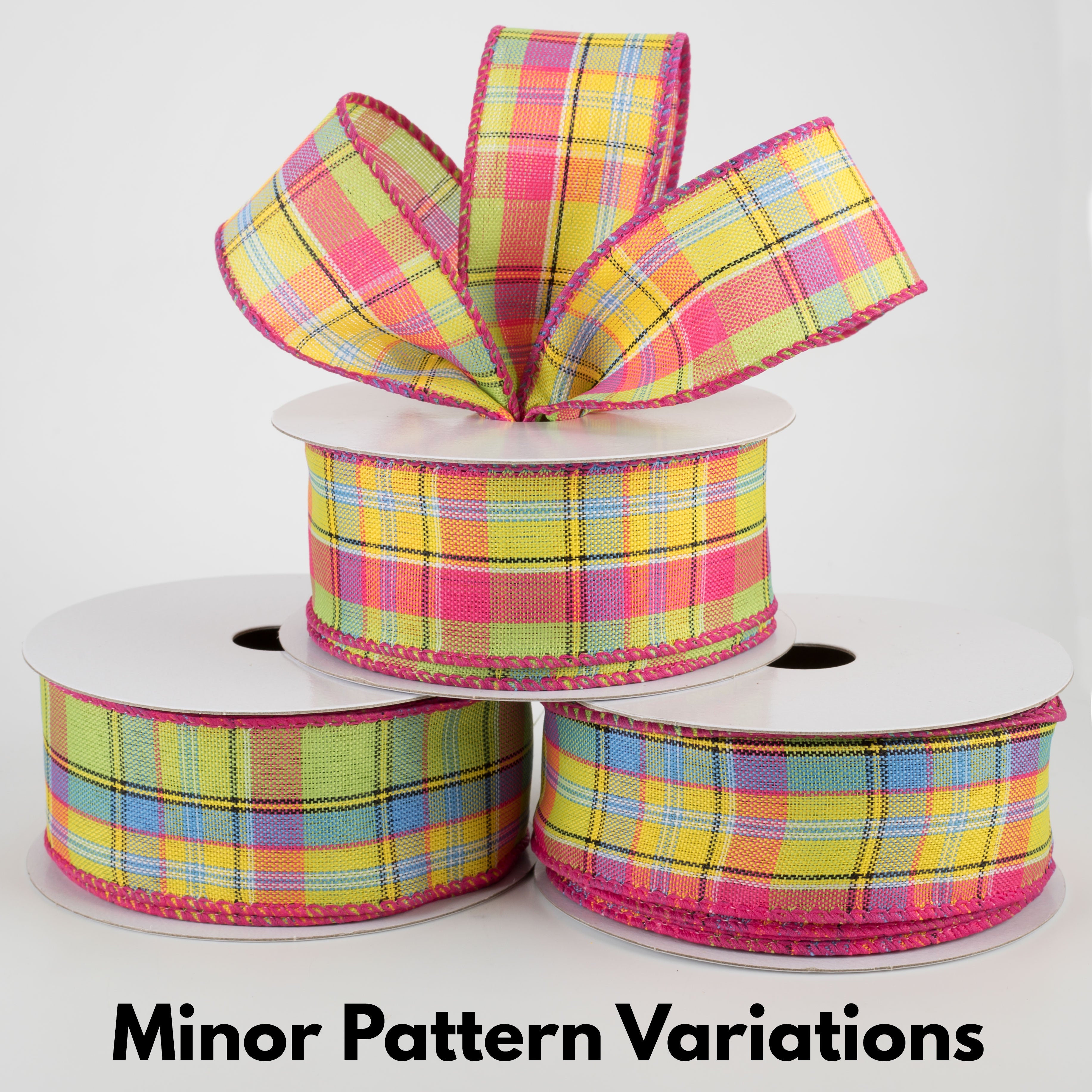 1.5" Montana Plaid Ribbon: Yellow, Fuchsia, Lime (10 Yards) Lifestyle Photo