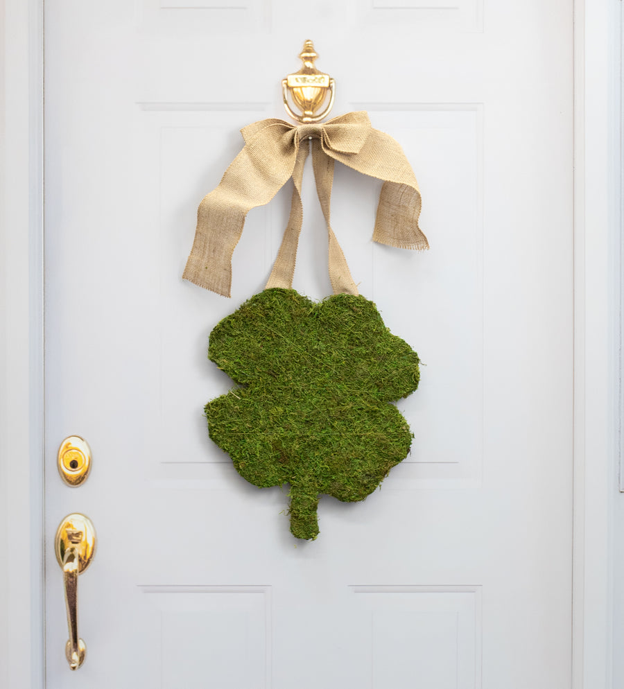 16" Moss Shamrock Clover Door Hanger Lifestyle Photo