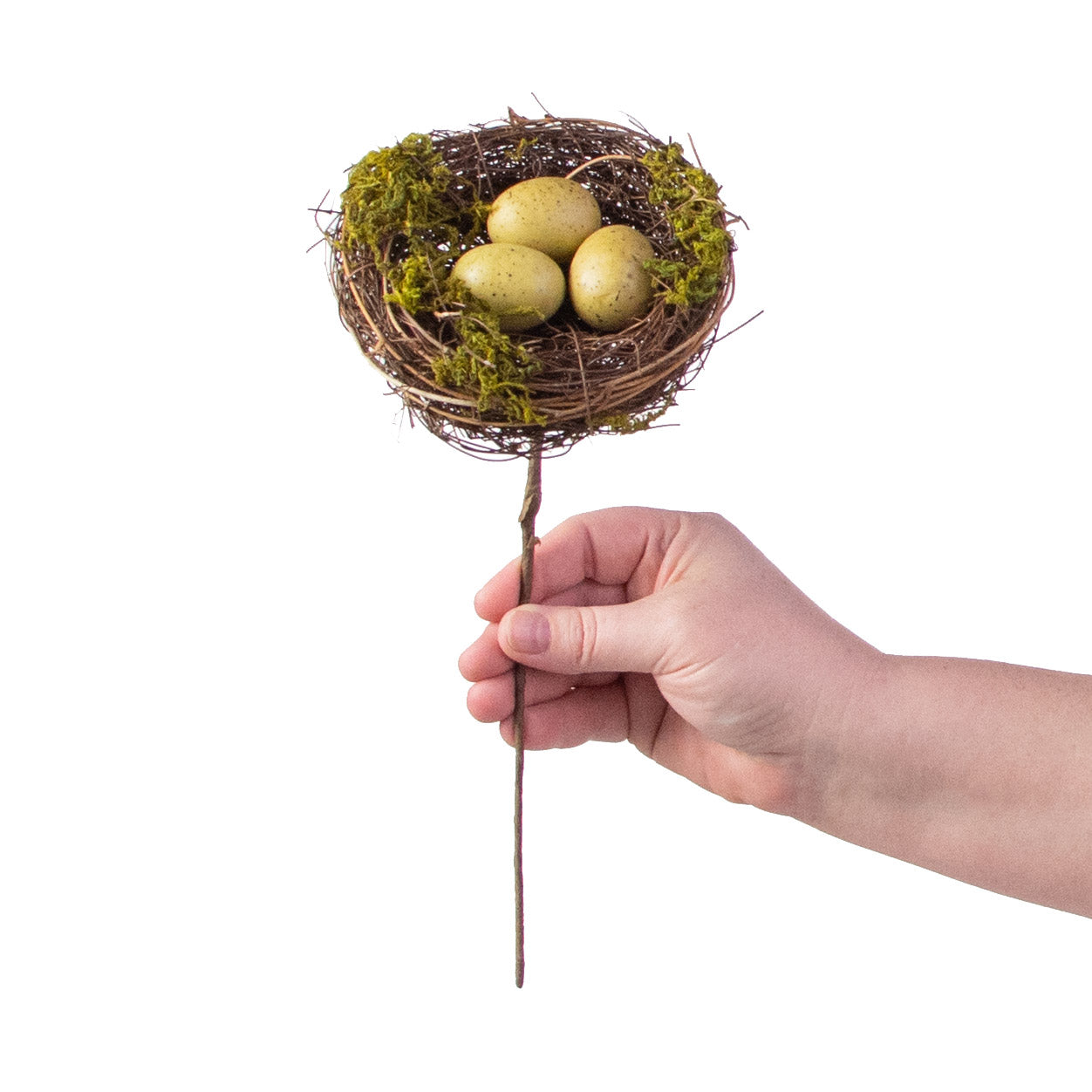 10" Mossy Bird Nest with Eggs Pick detail photo 3