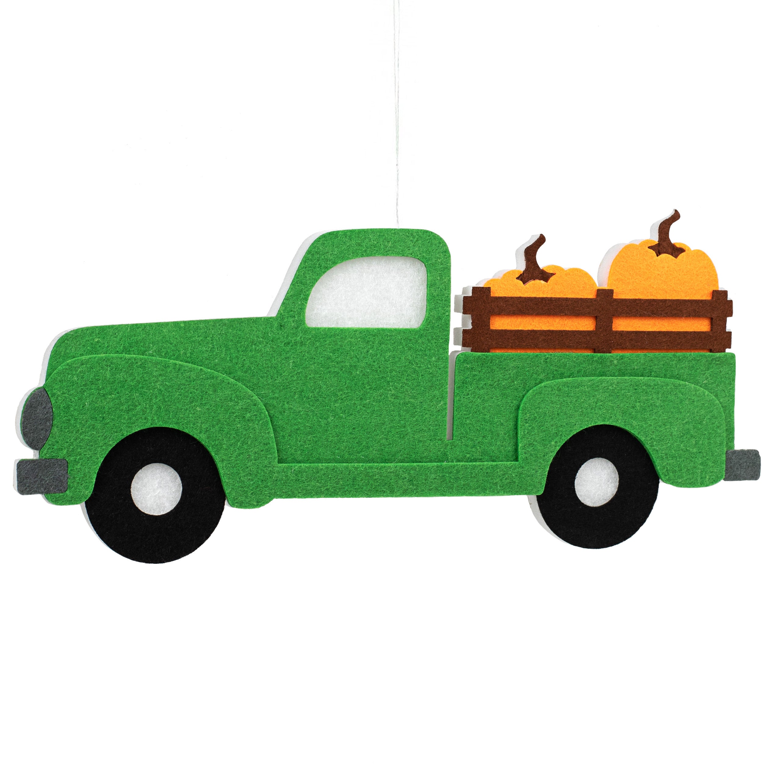 16" Foam Green Truck with Pumpkins Ornament