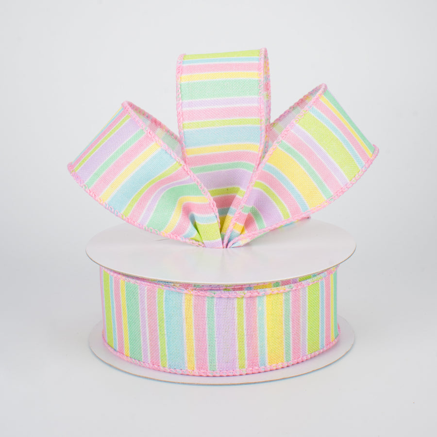 1.5" Multi-Colored Horizontal Stripe Ribbon: Pastel (10 Yards) Lifestyle Photo