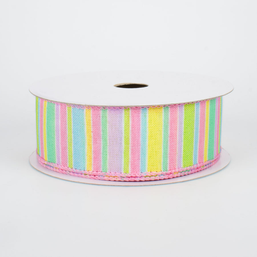 1.5" Multi-Colored Horizontal Stripe Ribbon: Pastel (10 Yards)