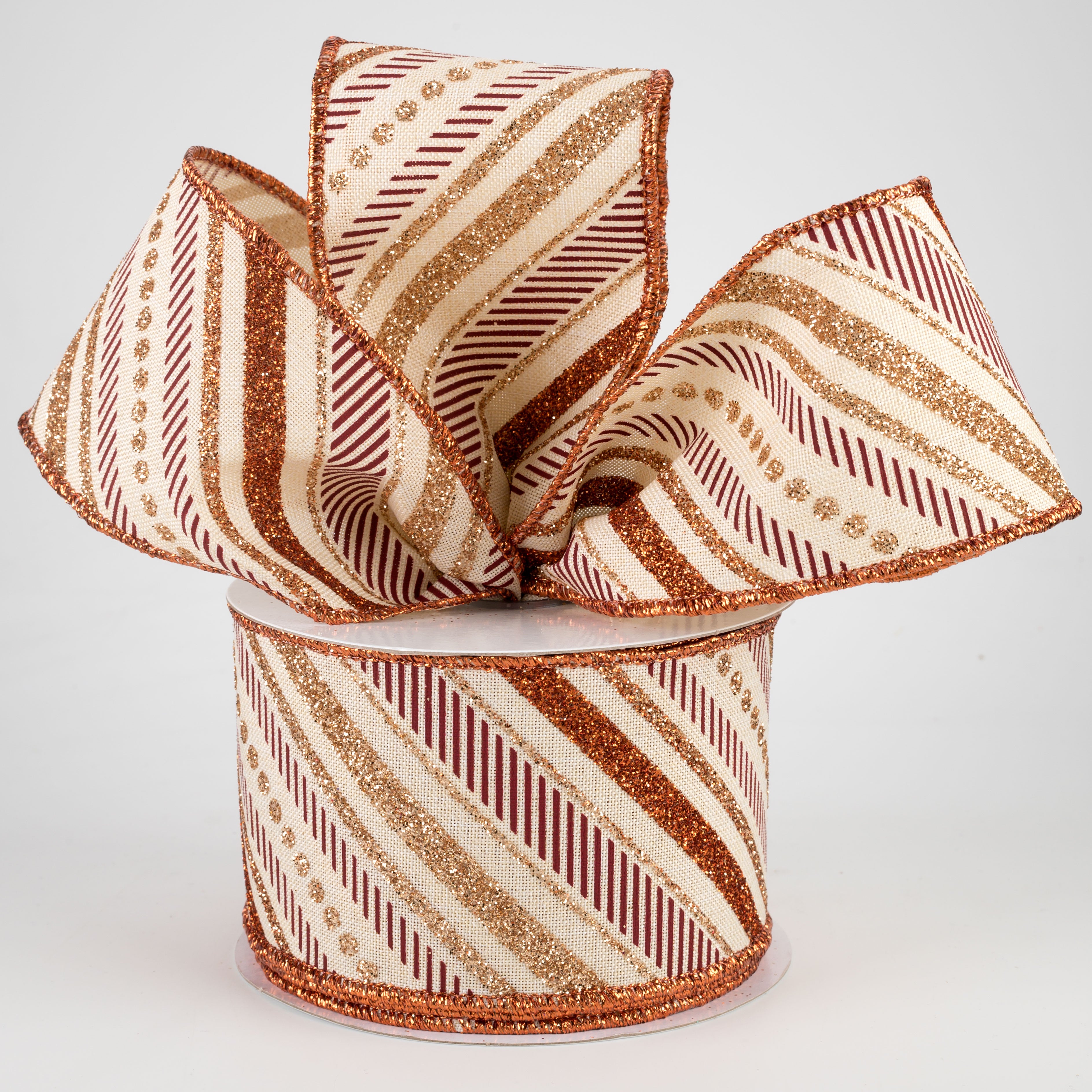 2.5" Multi Diagonal Glitter Stripes Ribbon: Fall (10 Yards) Lifestyle Photo