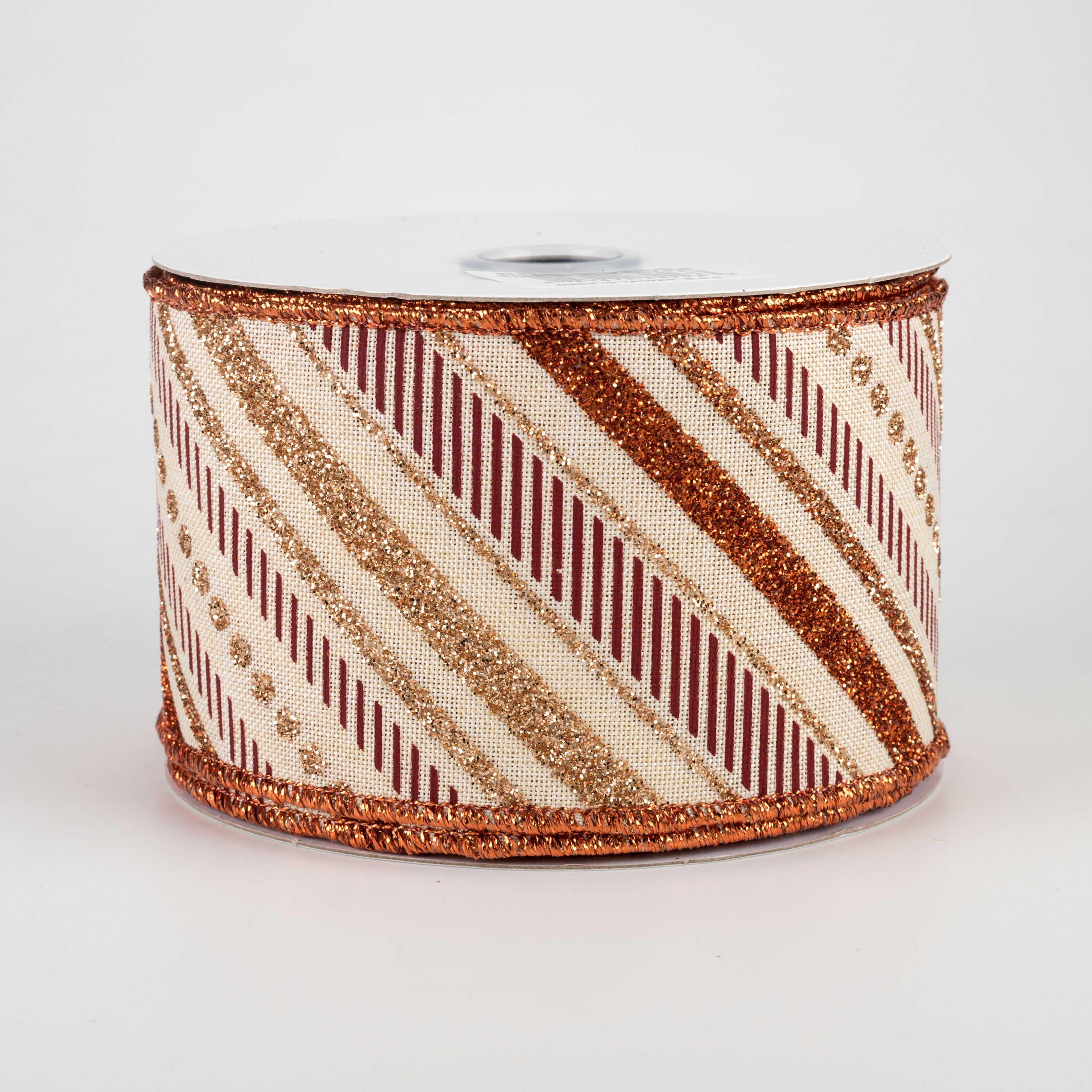 2.5" Multi Diagonal Glitter Stripes Ribbon: Fall (10 Yards)
