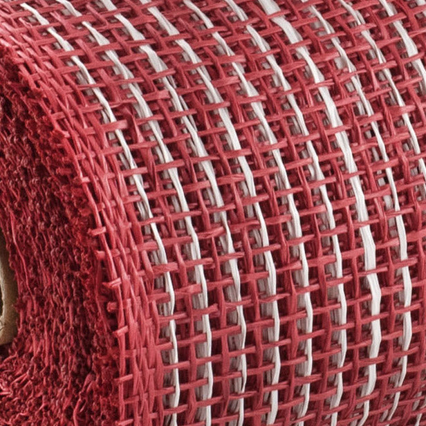 10" Multi Poly Burlap Check Mesh: Red & White Lifestyle Photo