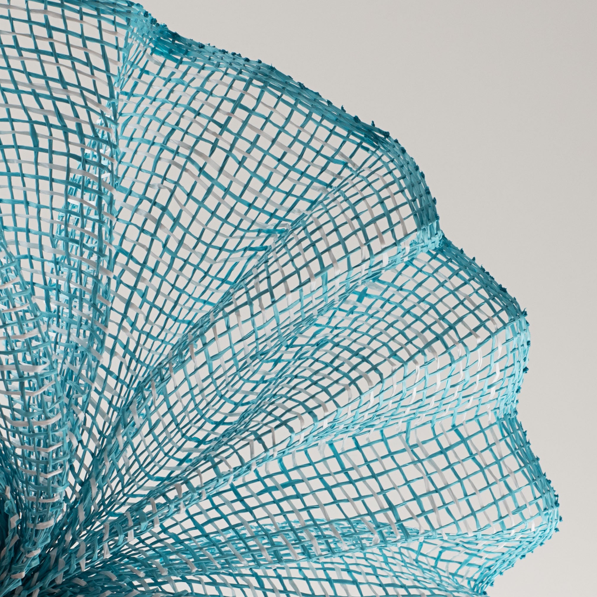 10" Multi Poly Burlap Check Mesh: Turquoise & White detail photo 4