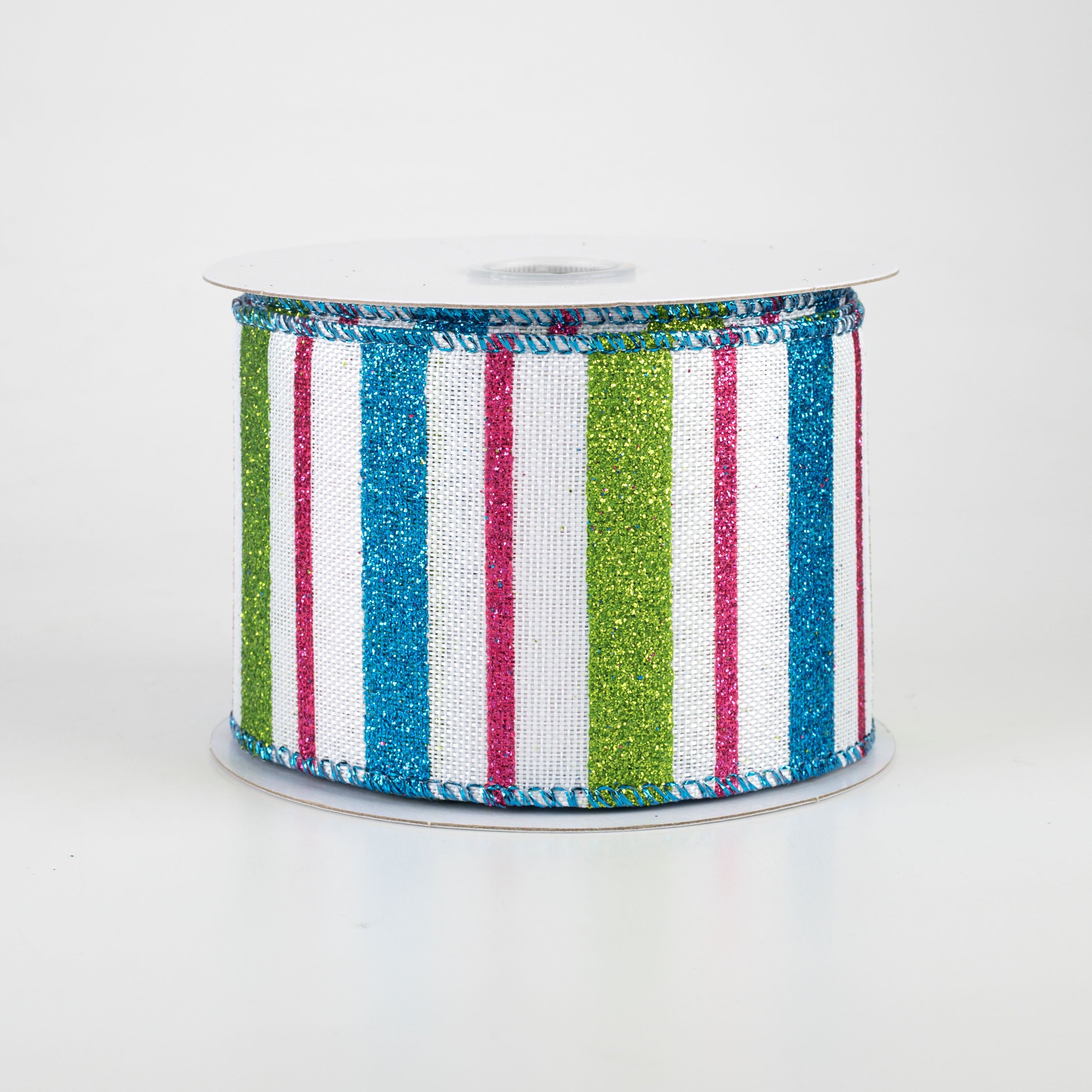 2.5" Multi-Width Stripe Ribbon: Pink, Lime, Turquoise (10 Yards) Item Number: 71022-40-39