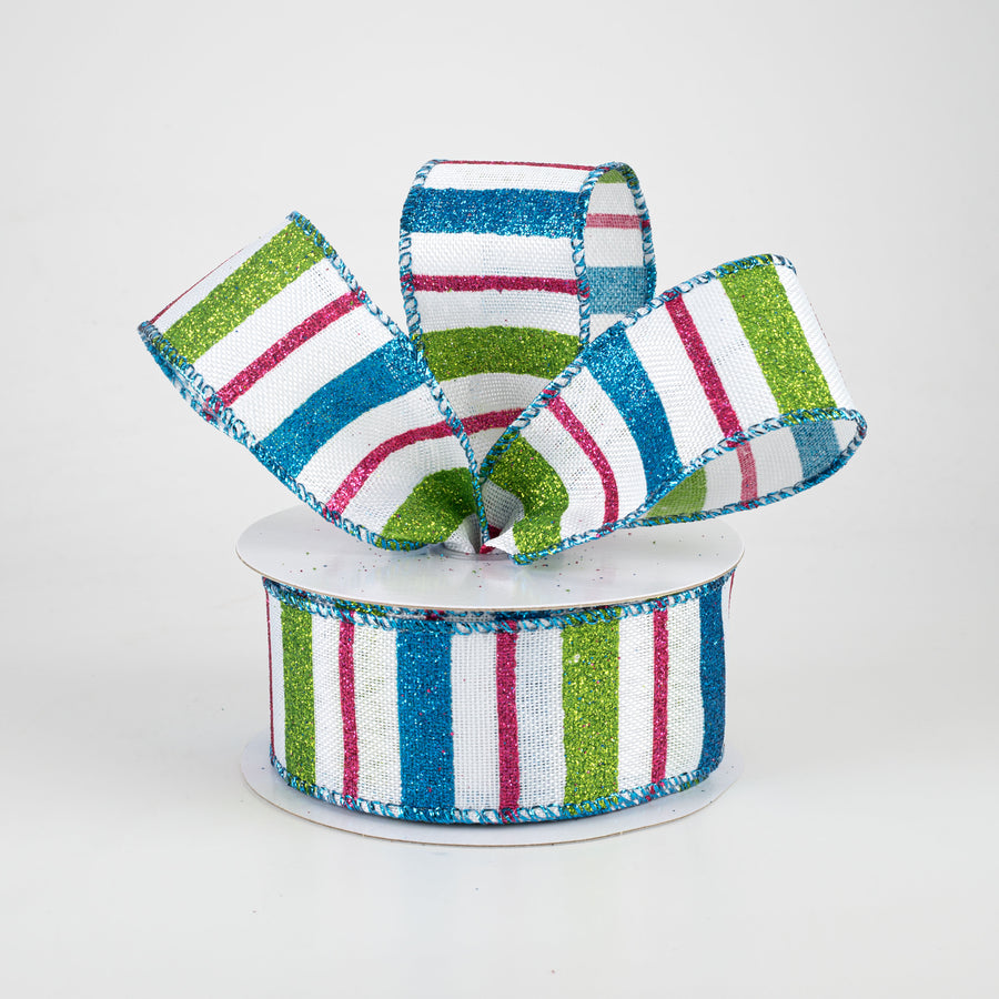 1.5" Multi-Width Stripe Ribbon: Pink, Lime, Turquoise (10 Yards) Lifestyle Photo
