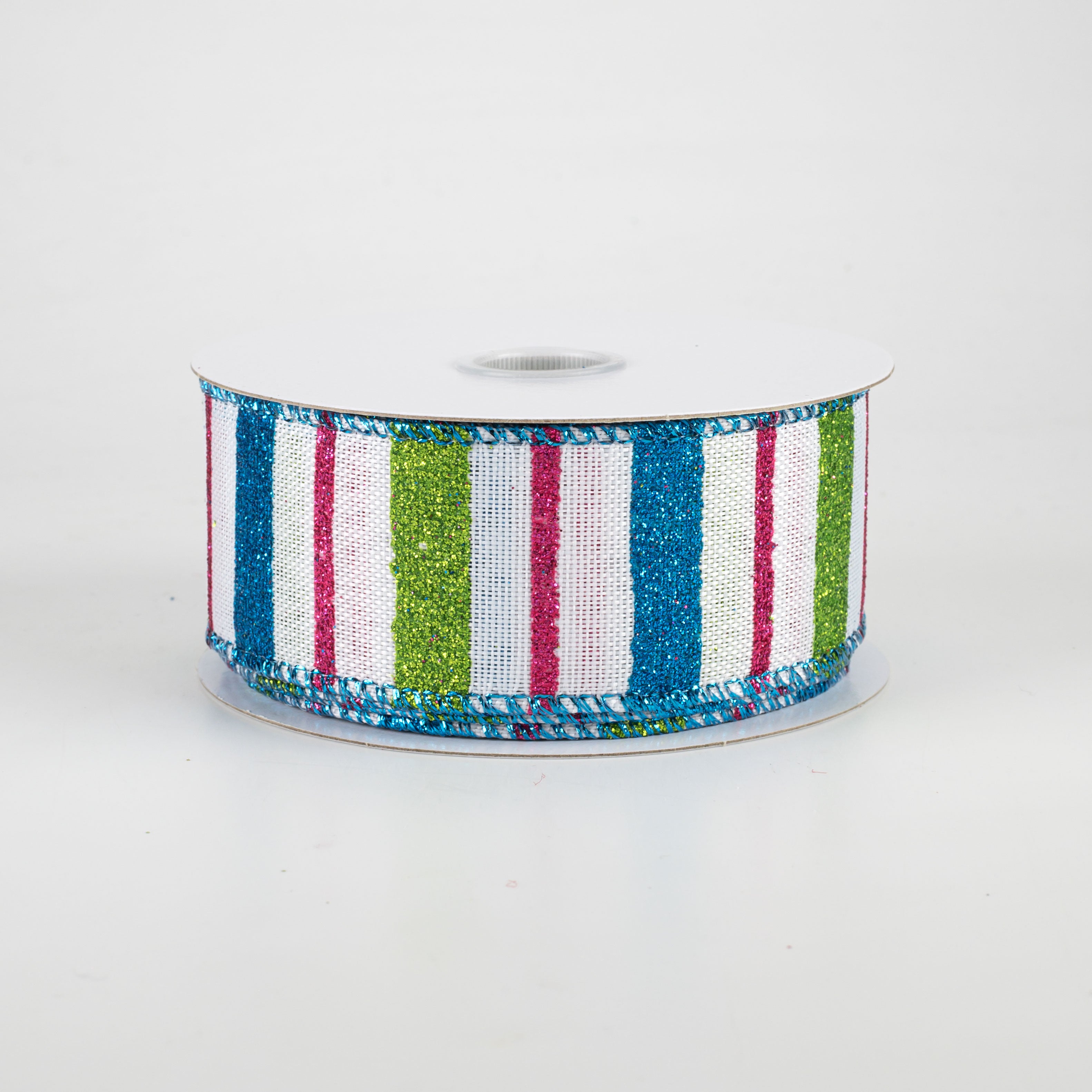 1.5" Multi-Width Stripe Ribbon: Pink, Lime, Turquoise (10 Yards)
