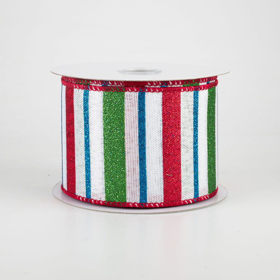 2.5" Multi-Width Stripe Ribbon: Red, Emerald, Turquoise (10 Yards) Item Number: 71022-40-17