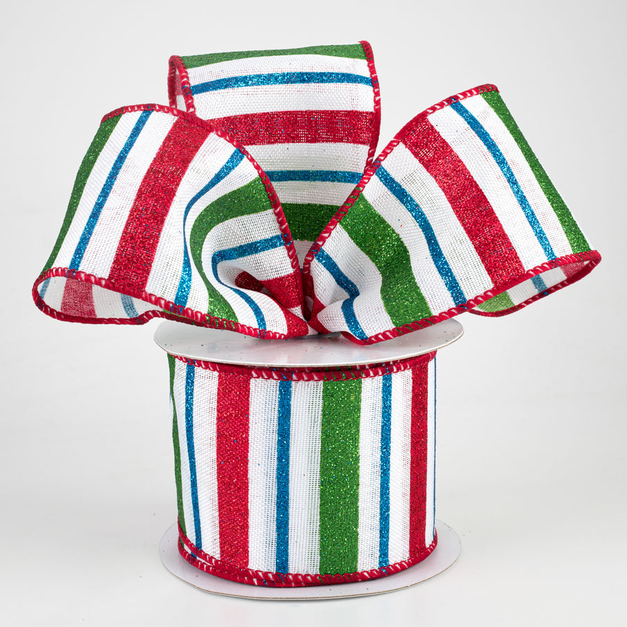 2.5" Multi-Width Stripe Ribbon: Red, Emerald, Turquoise (10 Yards) Lifestyle Photo