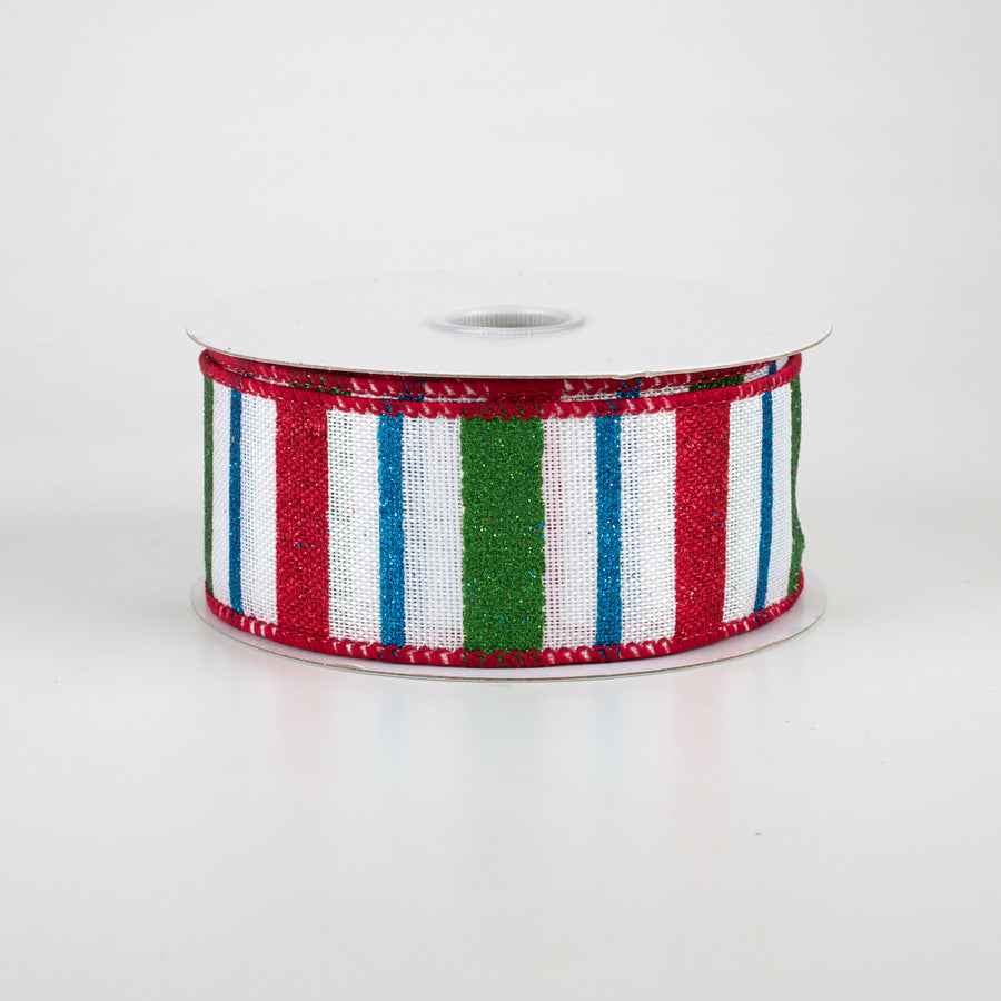 1.5" Multi-Width Stripe Ribbon: Red, Emerald, Turquoise (10 Yards)