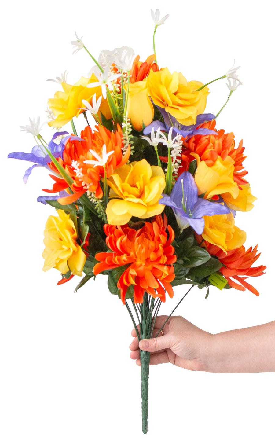 31" Mum, Tiger Lily, Rose Bush: Yellow, Orange, Blue detail photo 4