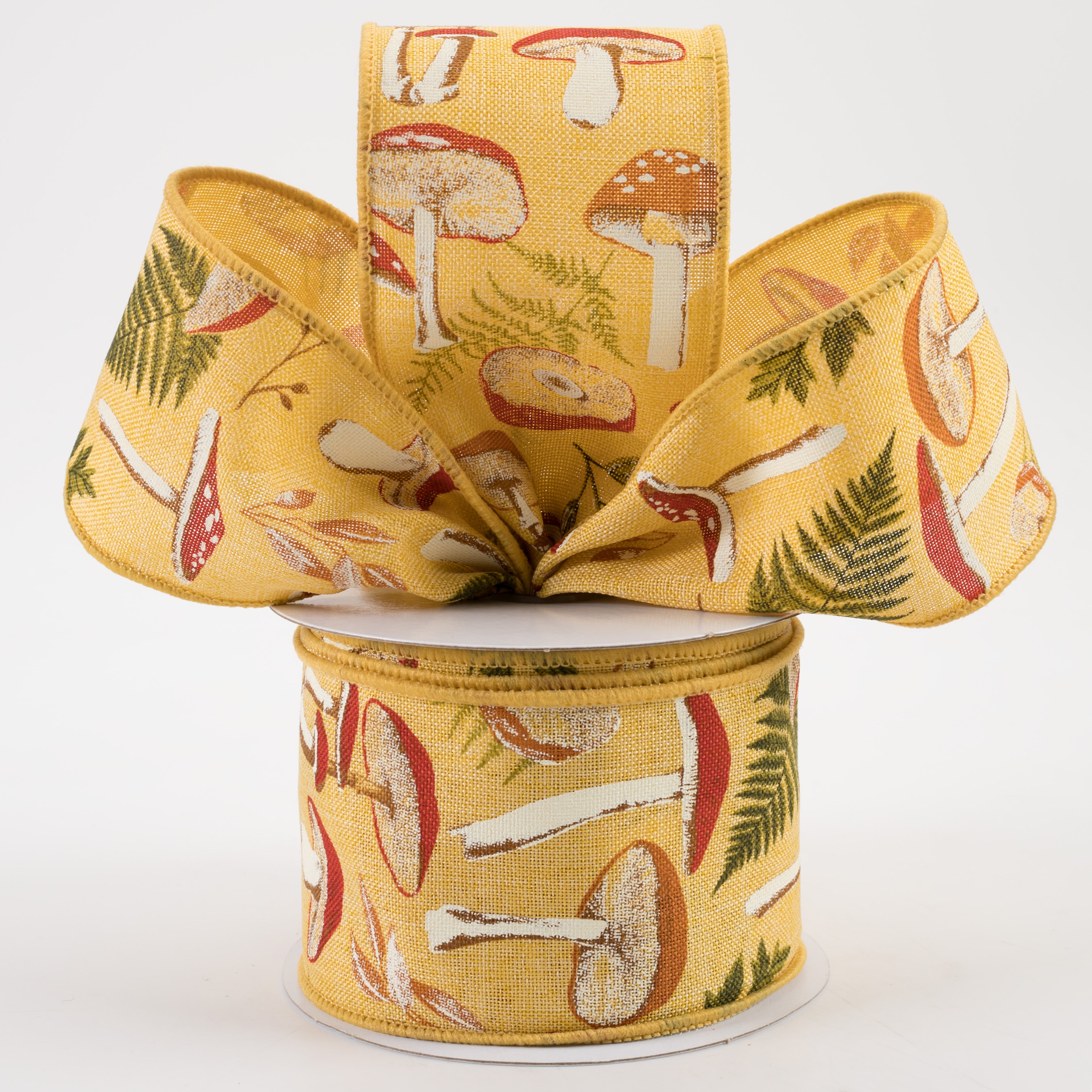 2.5" Mushroom Botanicals Ribbon: Mustard (10 Yards) Lifestyle Photo