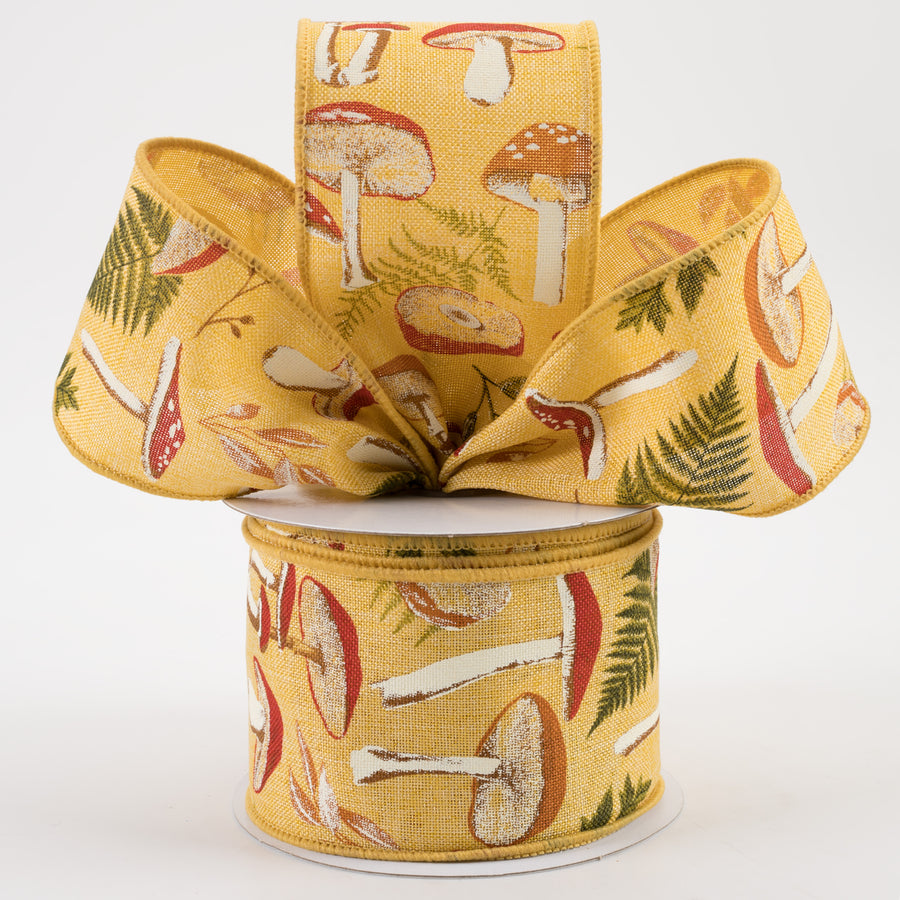 2.5" Mushroom Botanicals Ribbon: Mustard (10 Yards) Lifestyle Photo