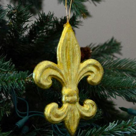 6" Gold Leaf Fleur De Lis Ornament