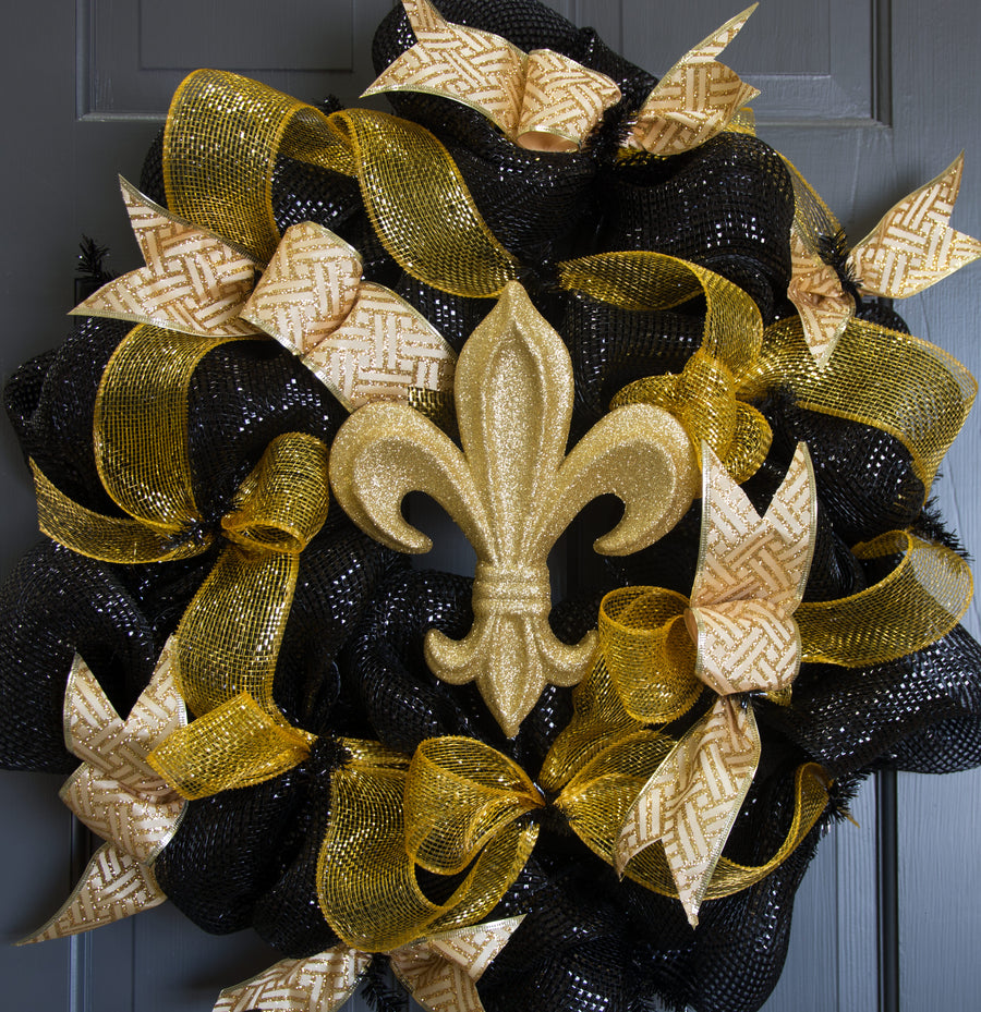 10" Gold Glitter Fleur de Lis Ornament