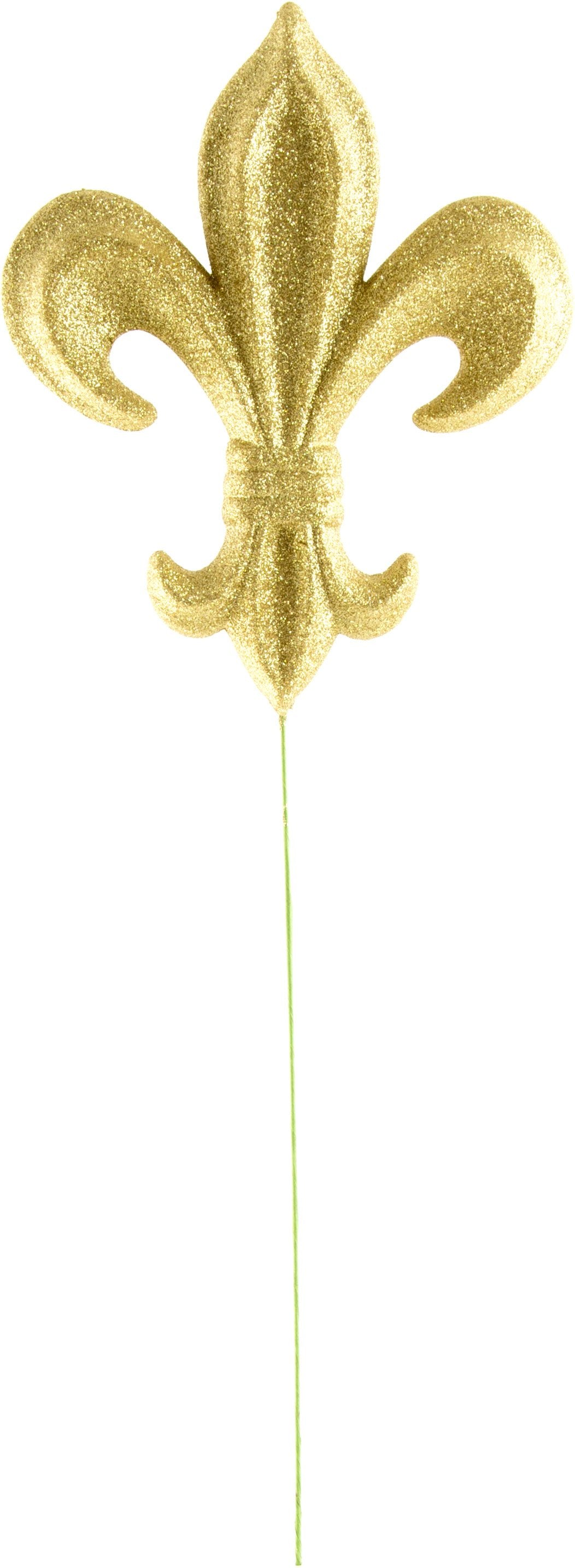 Gold Glitter Fleur De Lis Pick: 10"