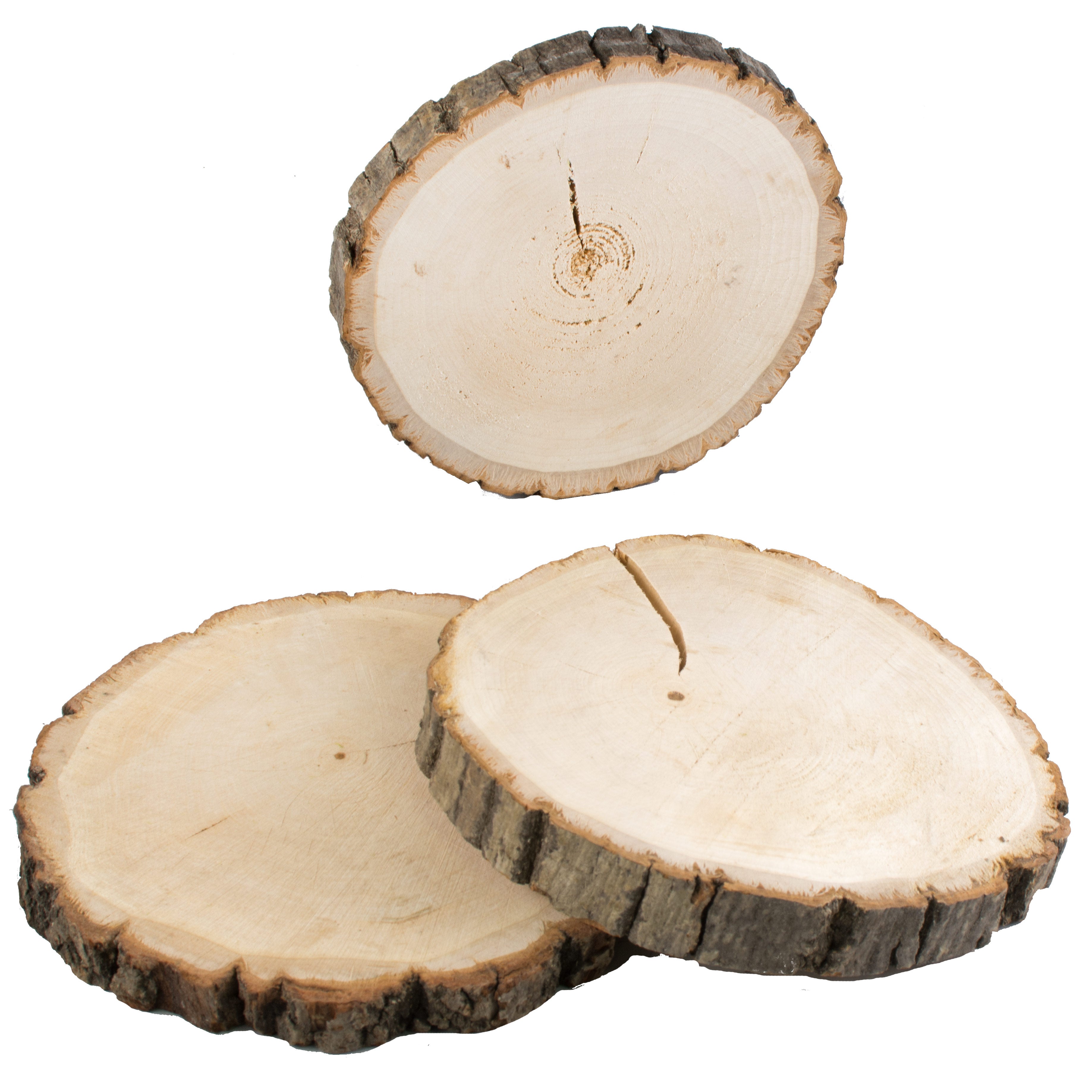 7" Natural Basswood With Bark Wooden Disc (Set of 3) Item Number: MD0192