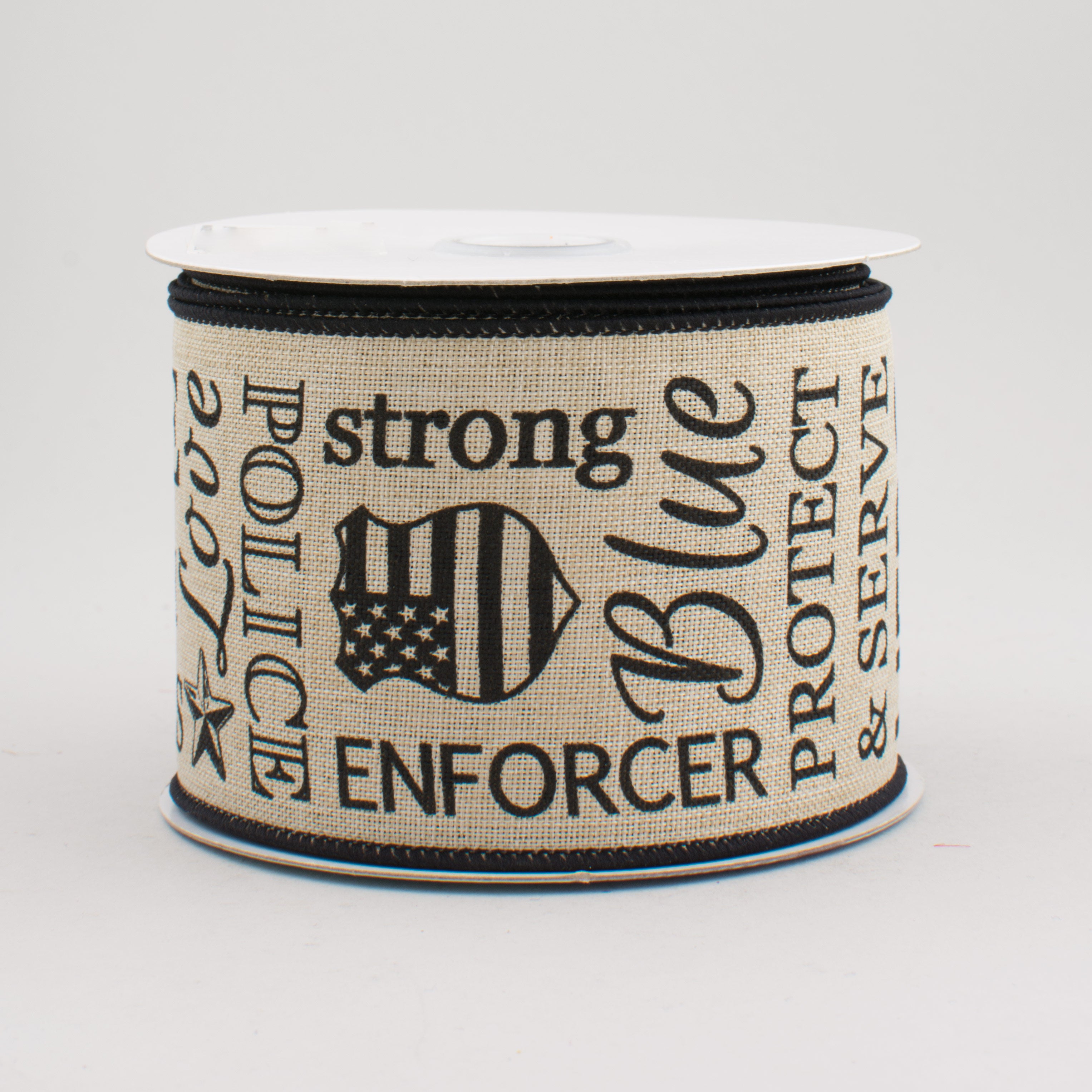 2.5" Natural Canvas Police Support Ribbon: Natural & Black (10 Yards)