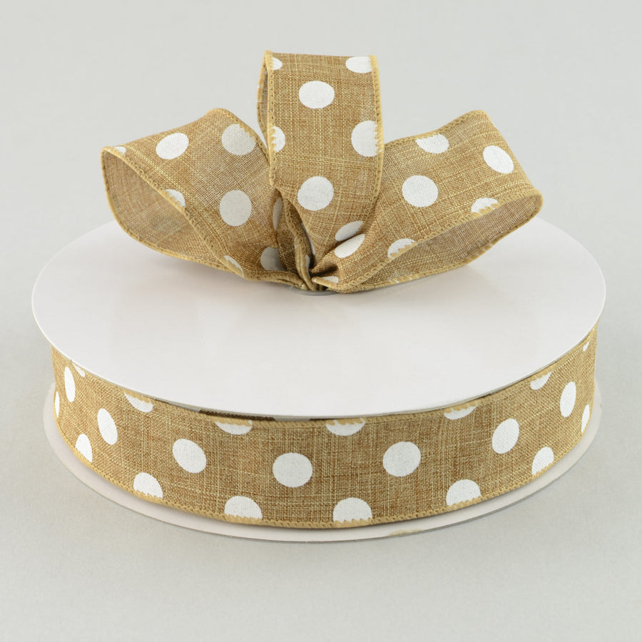 1.5" Natural Canvas Ribbon With White Polka Dots (50 Yards) Lifestyle Photo