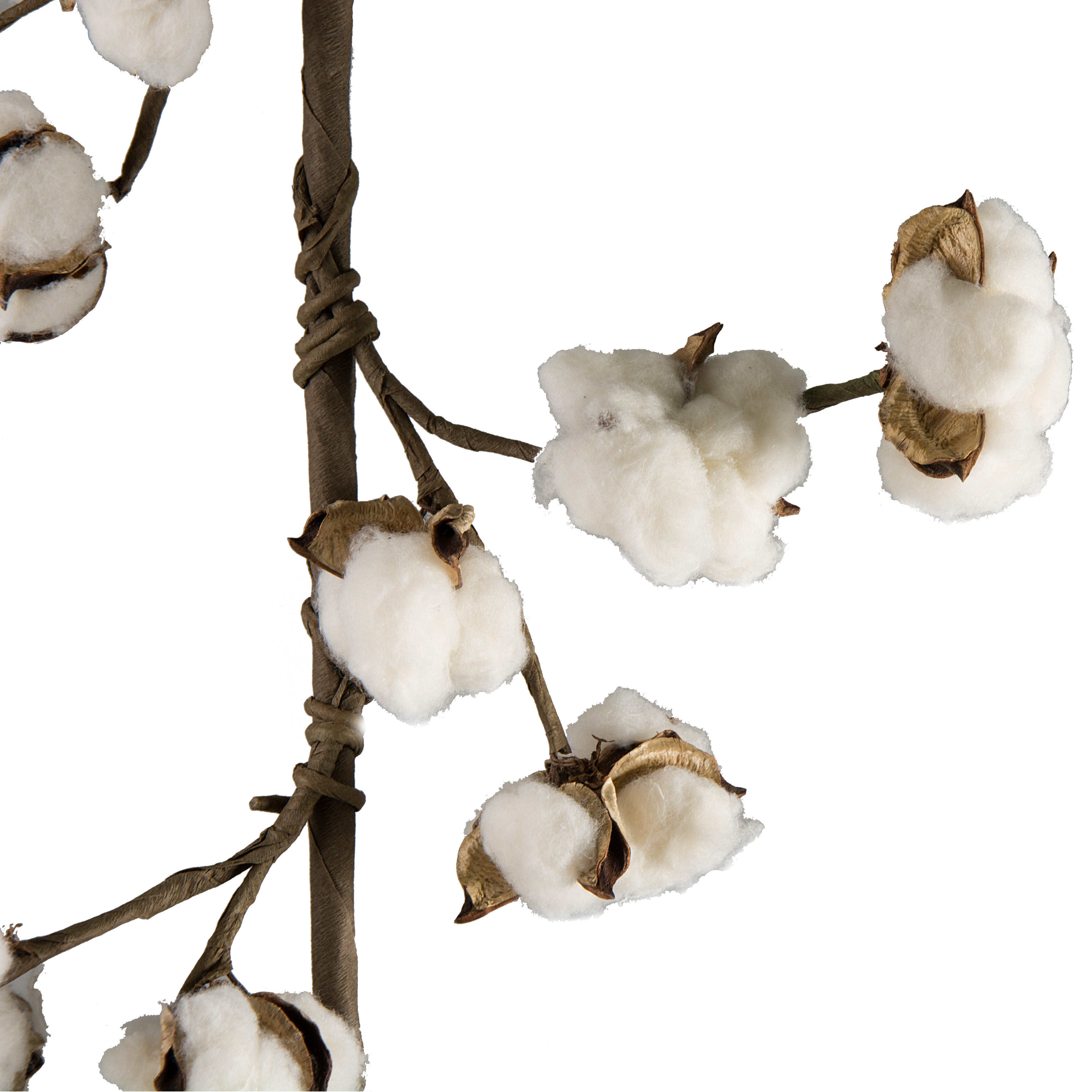 5" Natural Cotton Boll Garland detail photo 3