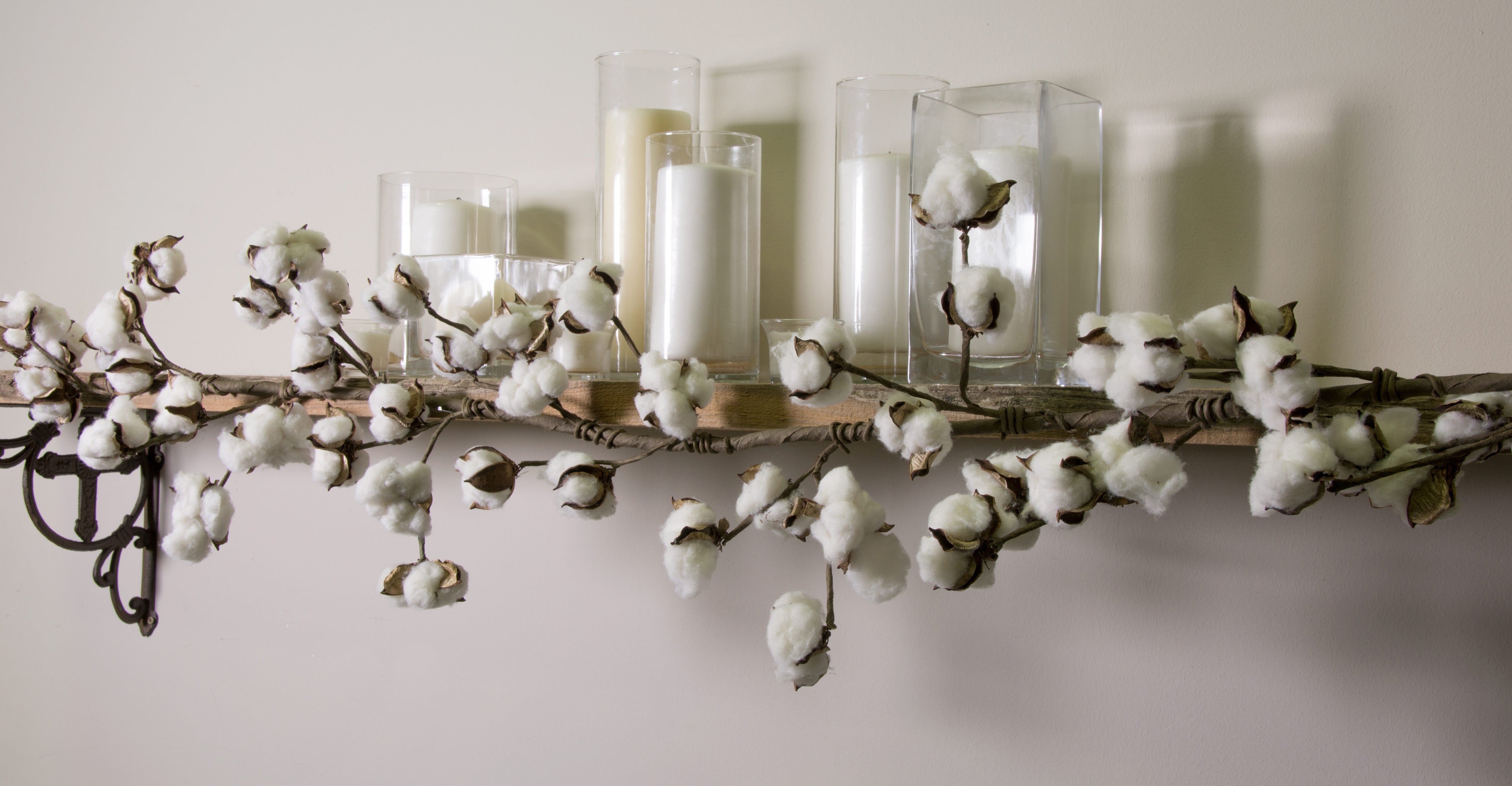 5" Natural Cotton Boll Garland detail photo 4