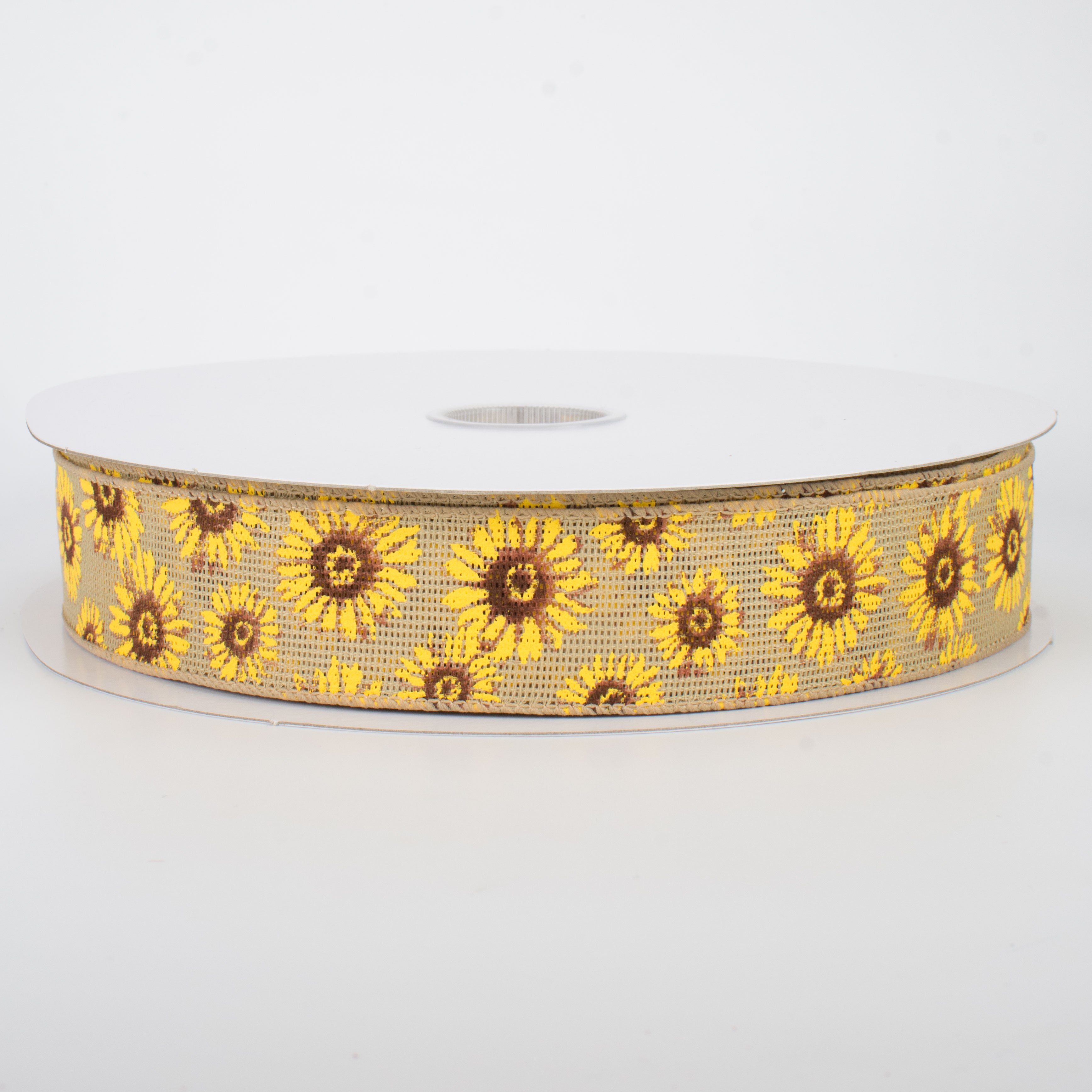 1.5" Natural Faux Burlap Sunflower Ribbon (50 Yards)
