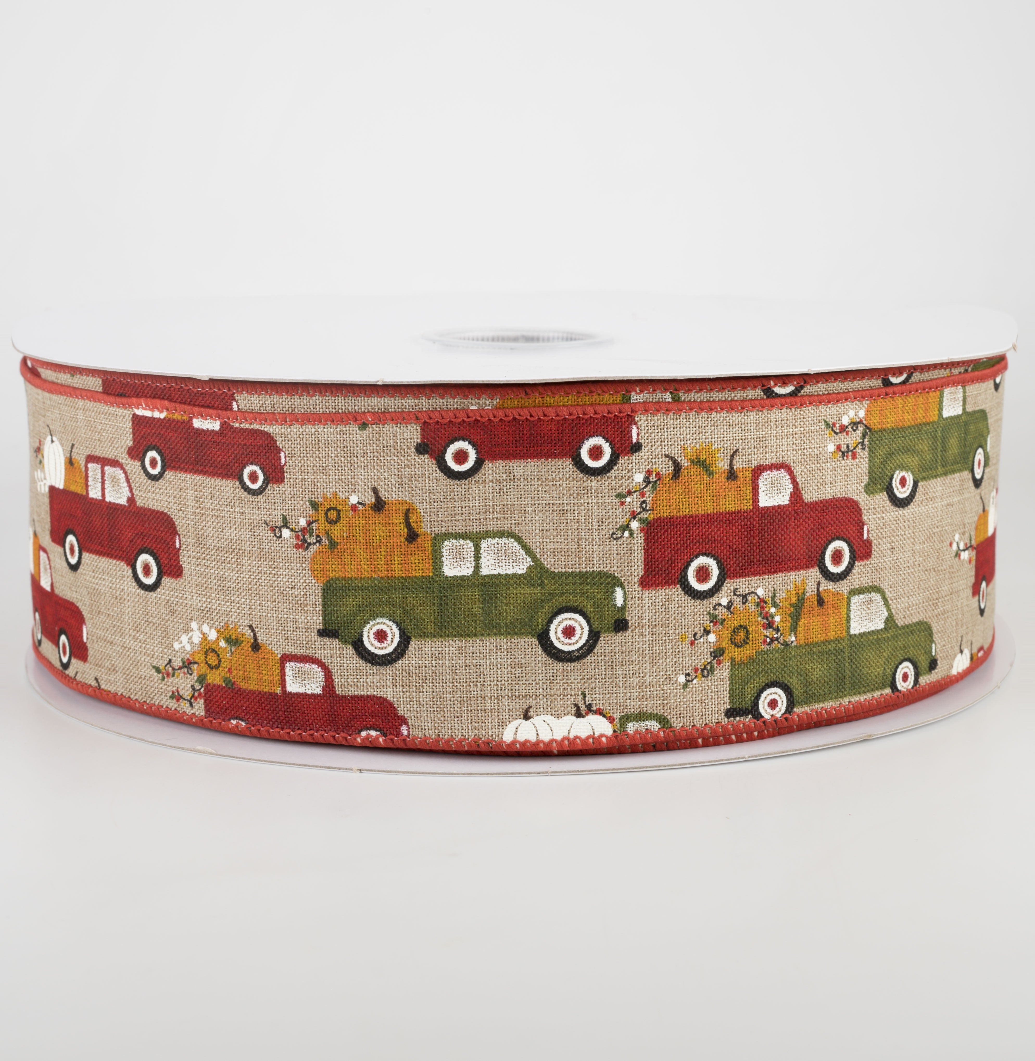 2.5" Natural Linen Fall Pumpkin Truck Ribbon (50 Yards) Item Number: 861-40-168