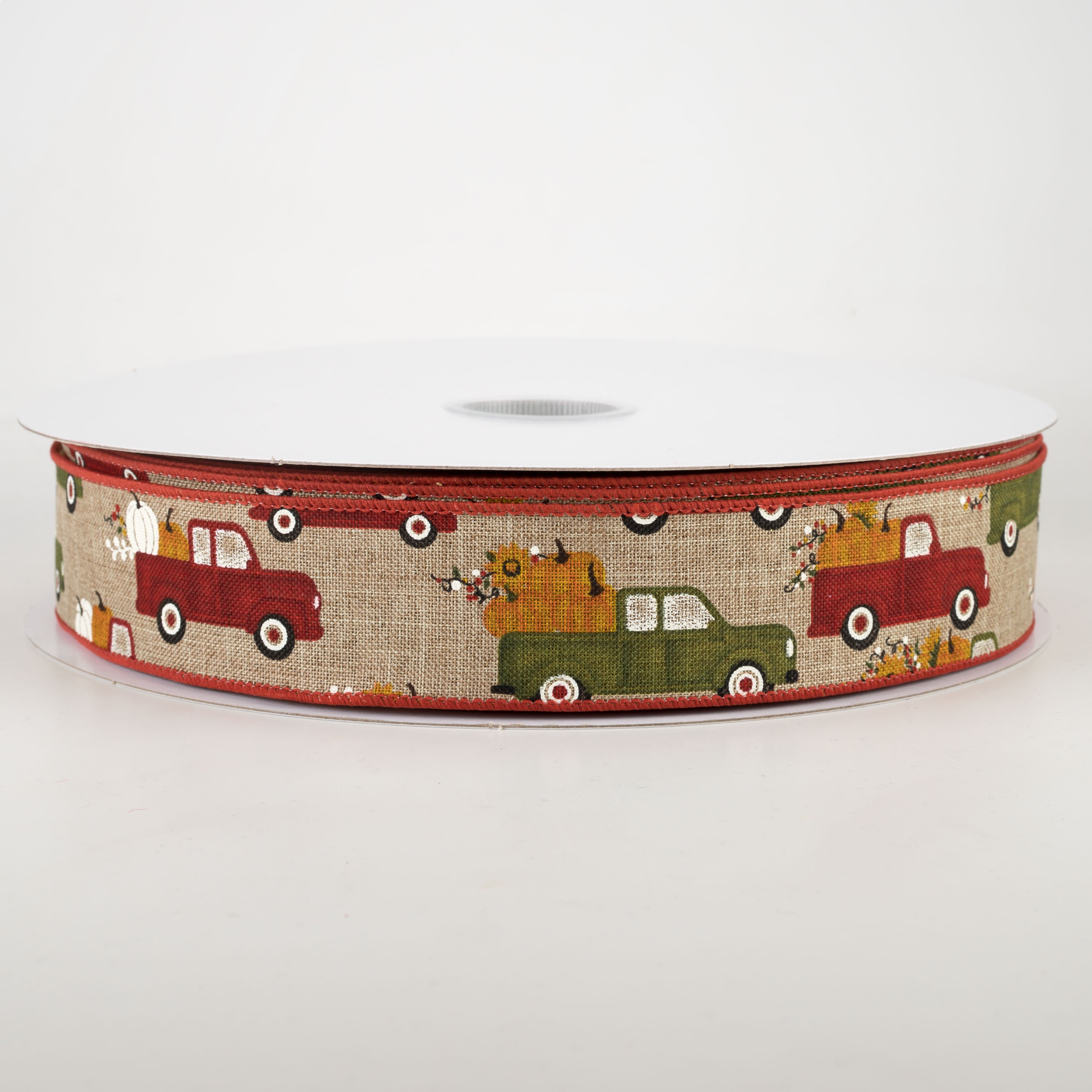 1.5" Natural Linen Fall Pumpkin Truck Ribbon (50 Yards) Item Number: 861-09-168