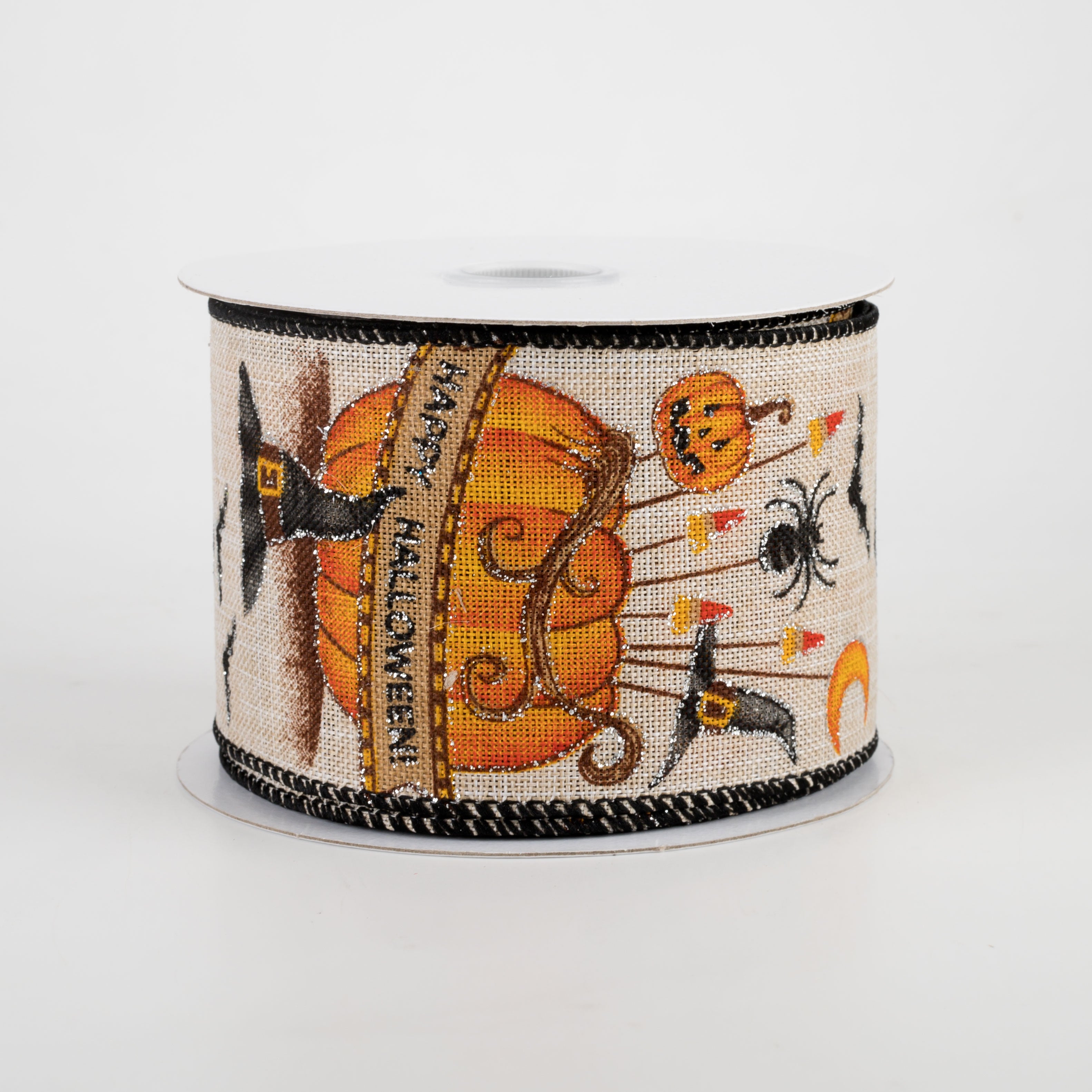 2.5" Natural Linen Halloween Centerpiece Ribbon (10 Yards)