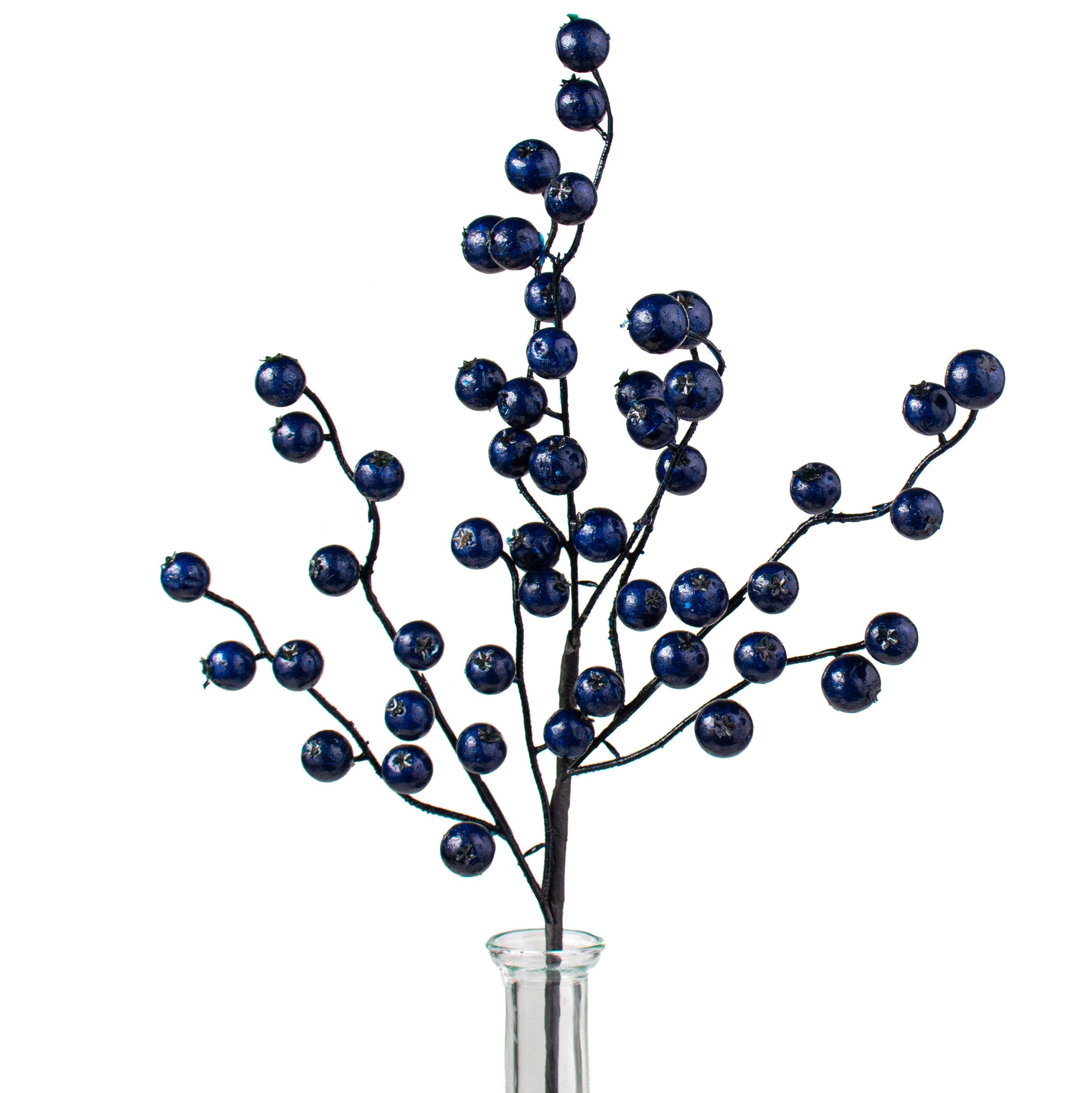 17" Navy Blue Berry Spray Item Number: EW006219