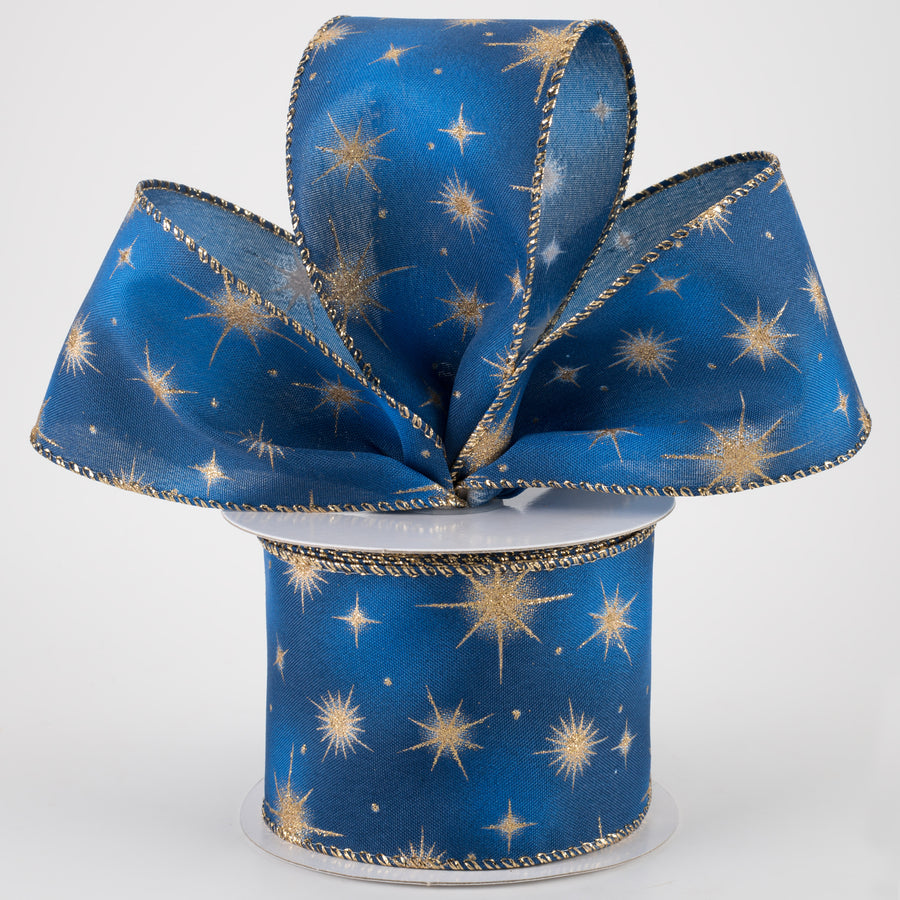 2.5" Navy Satin Skies Ribbon With Gold Stars (10 Yards) Lifestyle Photo