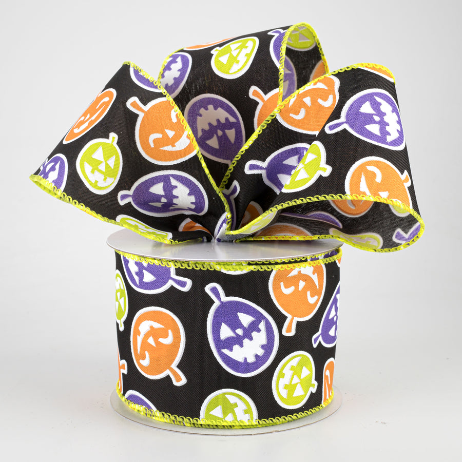 2.5" Neon Jack-O-Lanterns Ribbon (10 Yards) Lifestyle Photo