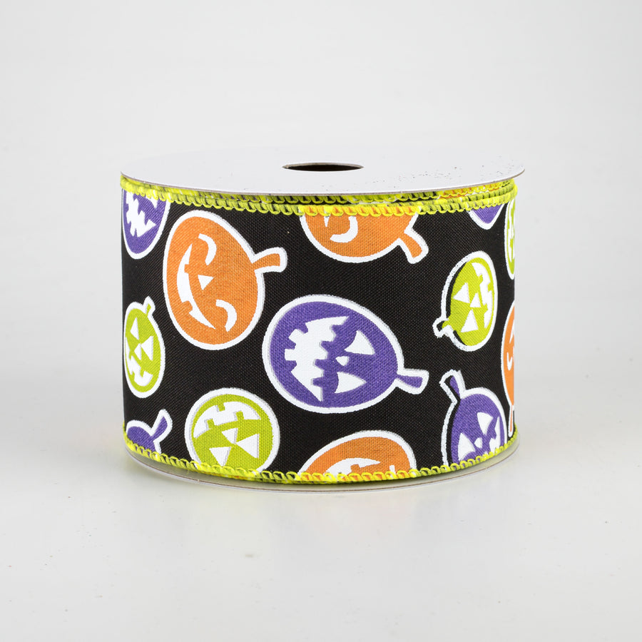 2.5" Neon Jack-O-Lanterns Ribbon (10 Yards)