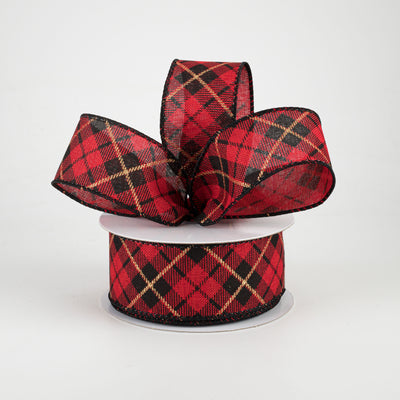 1.5" Nutcracker Argyle Plaid: Red, Black & Gold (10 Yards) Lifestyle Photo