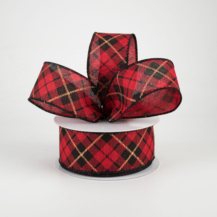 1.5" Nutcracker Argyle Plaid: Red, Black & Gold (10 Yards) Lifestyle Photo
