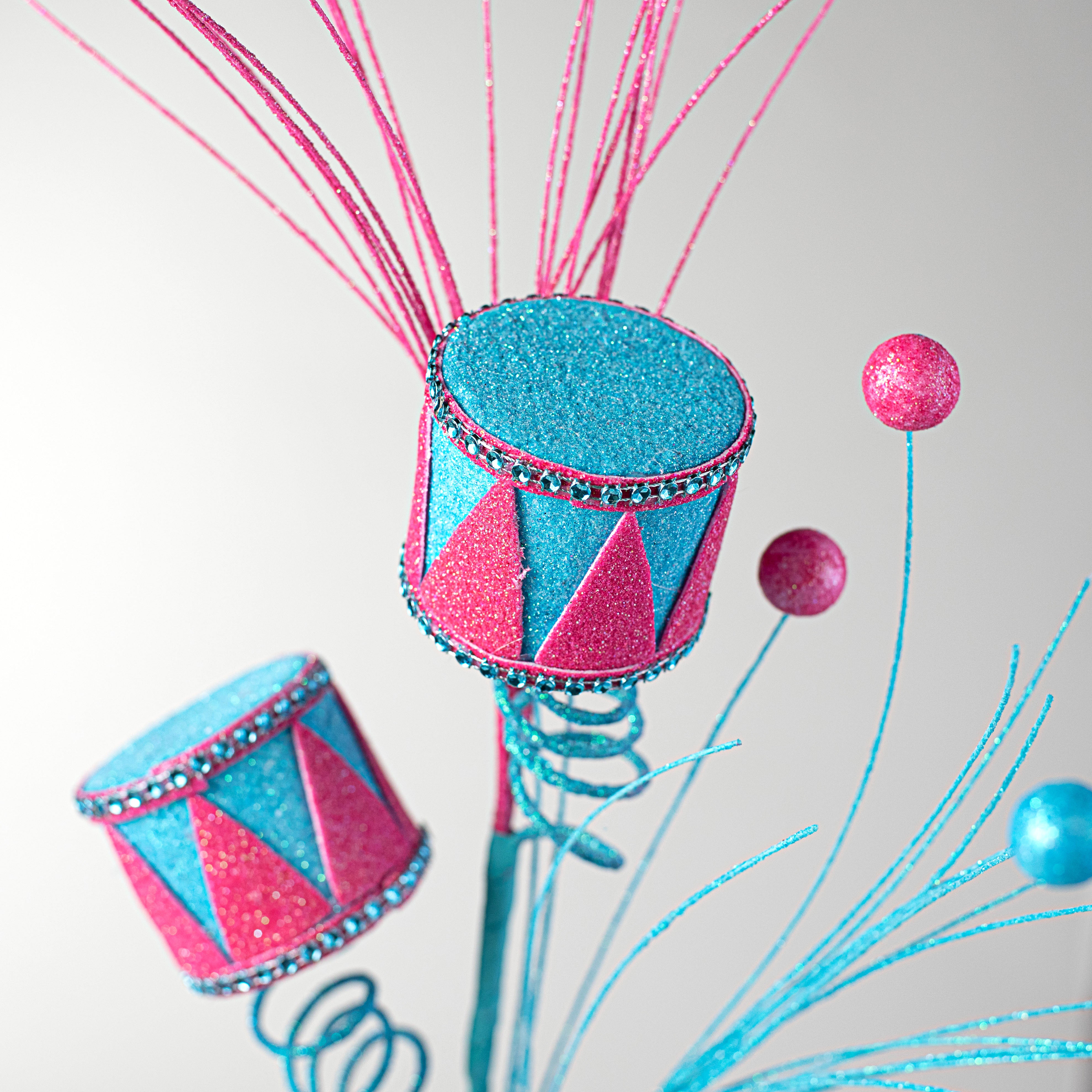 33" Nutcracker Drum Spray: Pink & Blue Lifestyle Photo