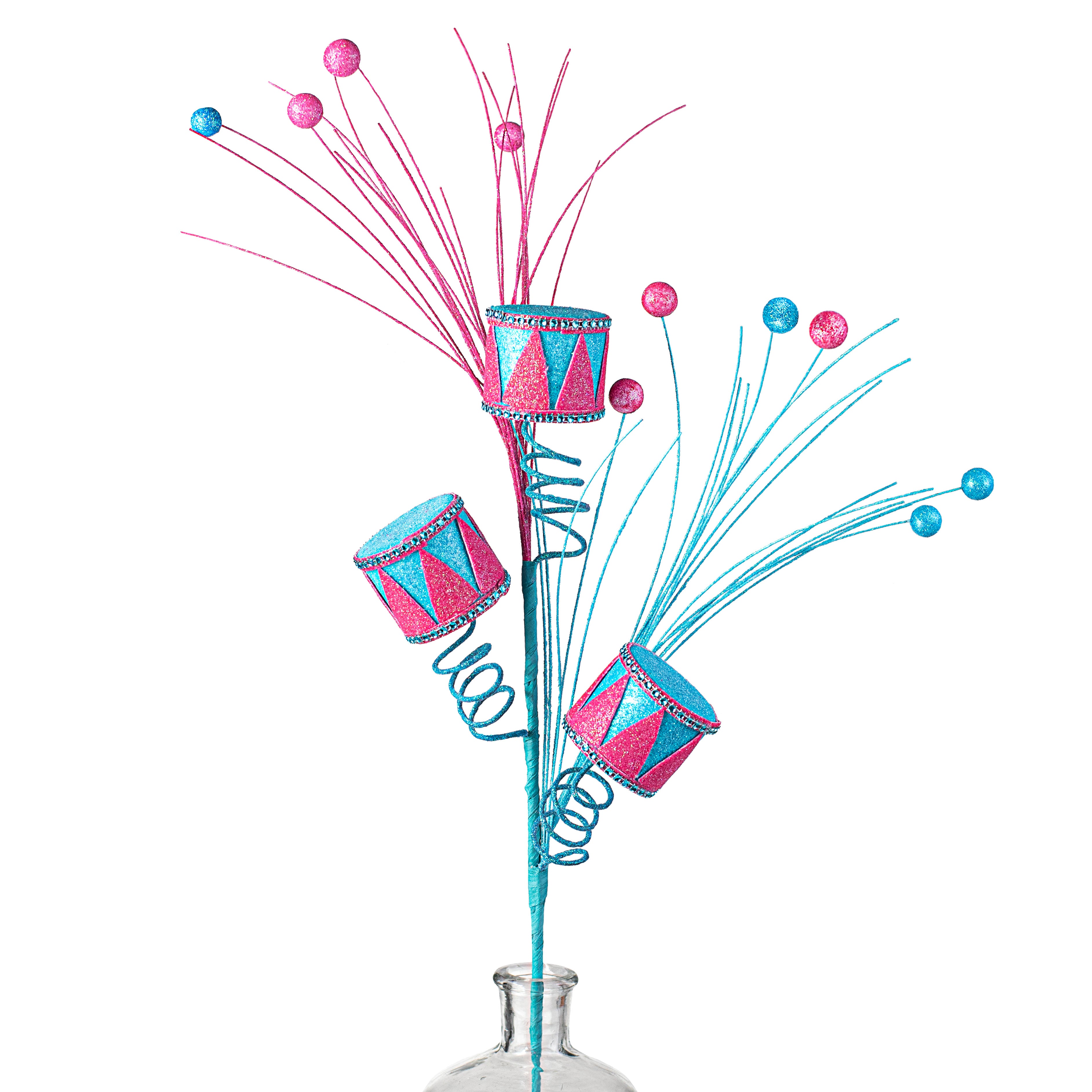 33" Nutcracker Drum Spray: Pink & Blue Item Number: 84209PKBL