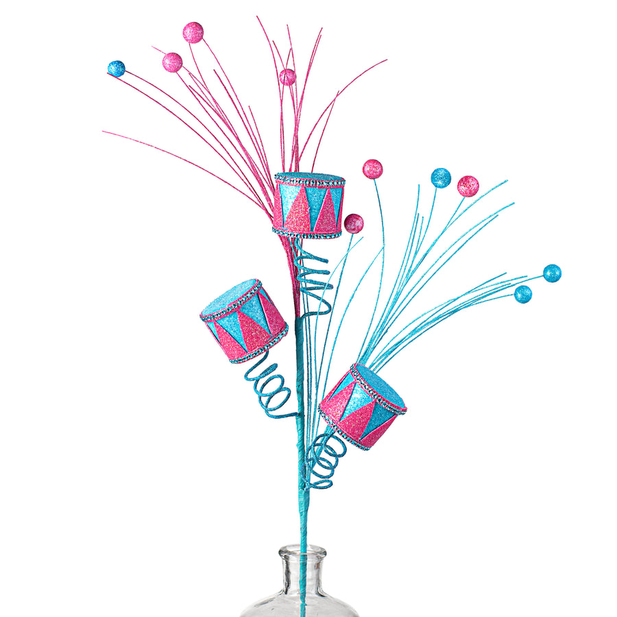 33" Nutcracker Drum Spray: Pink & Blue Item Number: 84209PKBL