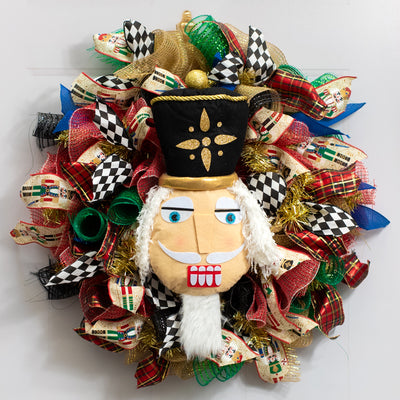 19" Nutcracker Head Wreath Accent: Black & Gold Lifestyle Photo