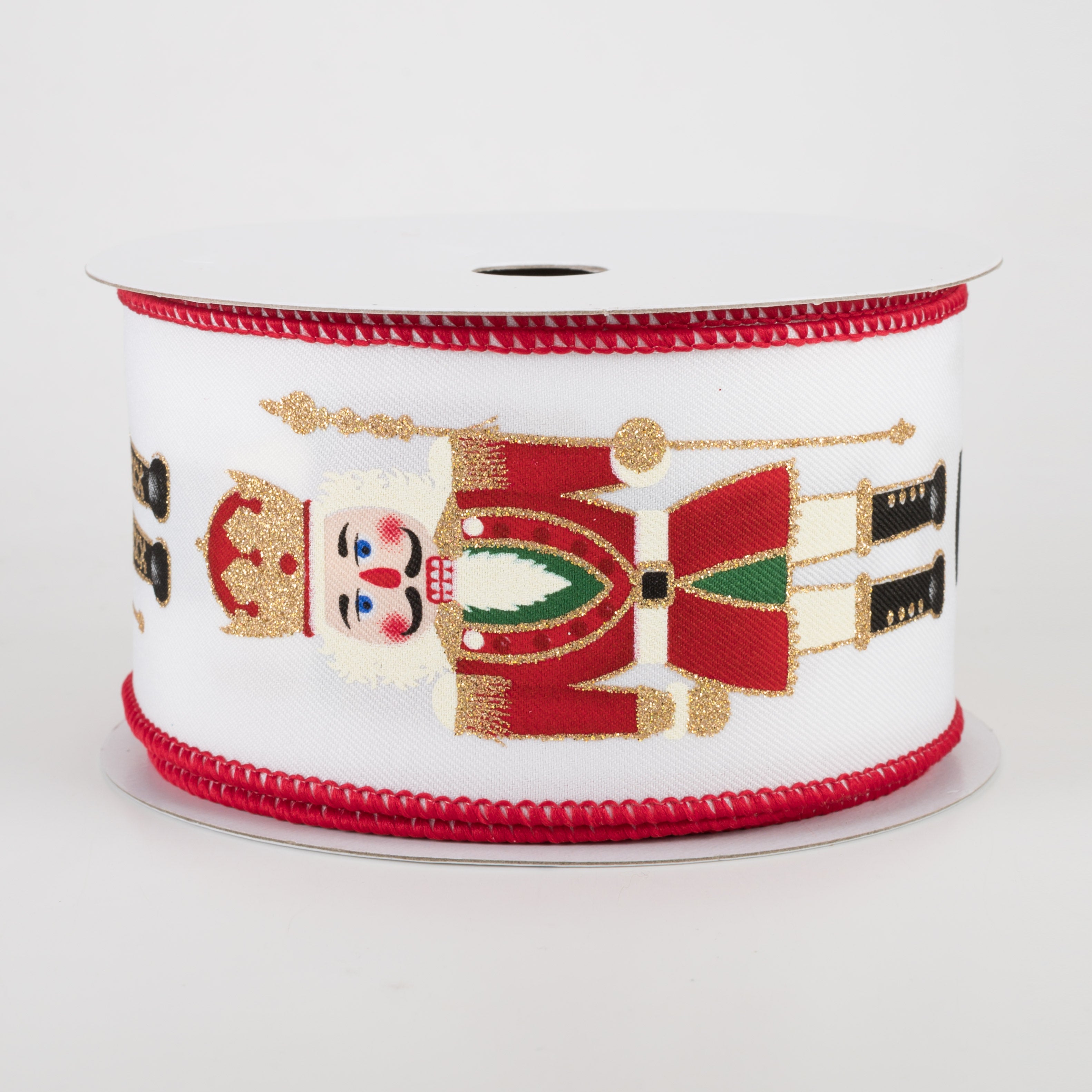 2.5" Nutcracker Ribbon: White (10 Yards)