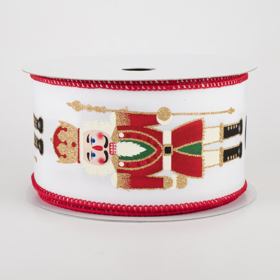 2.5" Nutcracker Ribbon: White (10 Yards)