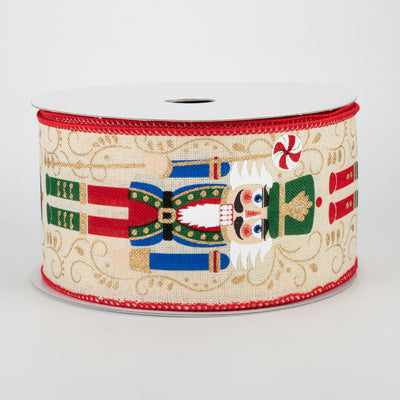 2.5" Nutcrackers Ribbon: Cream (10 Yards)
