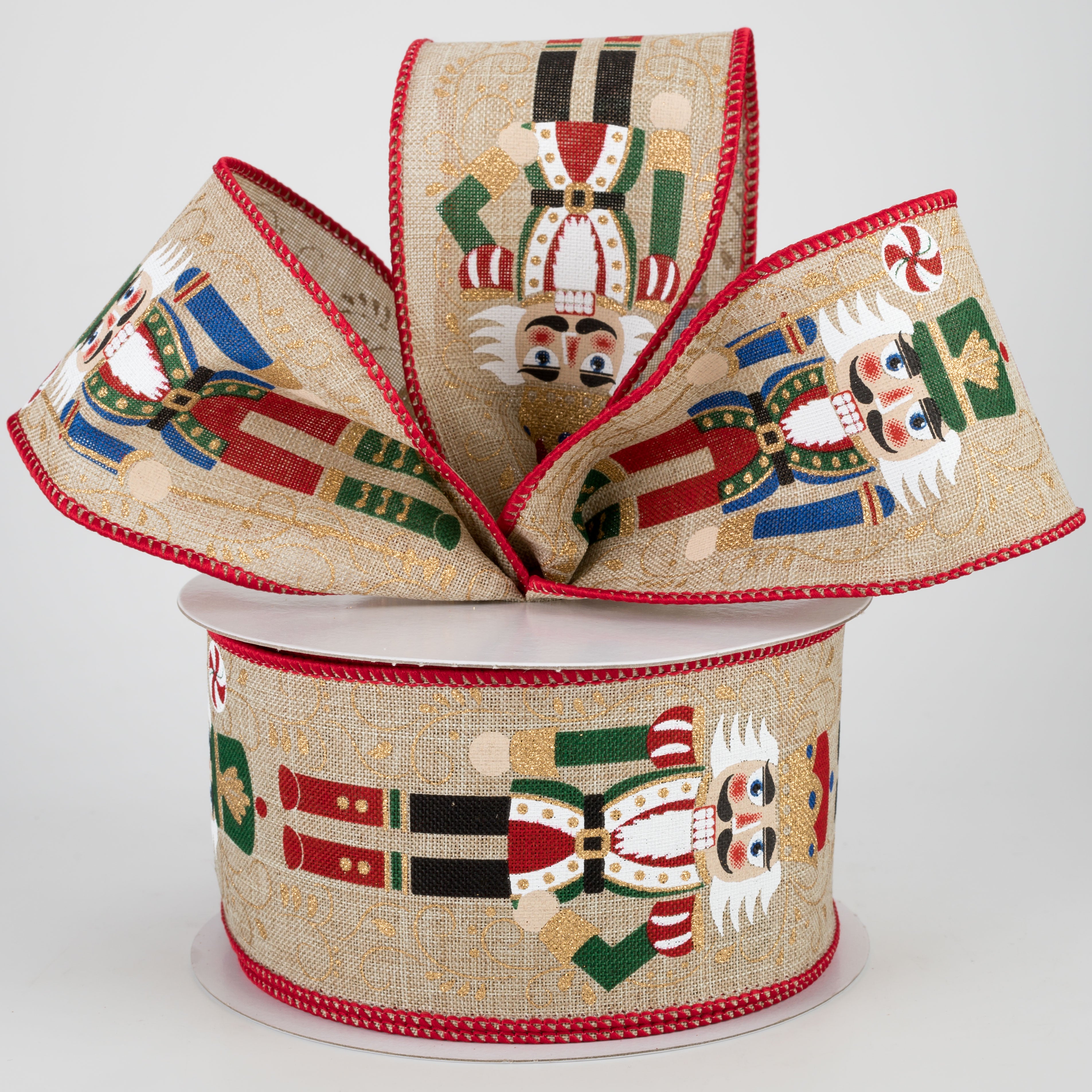 2.5" Nutcrackers Ribbon: Natural (10 Yards) Lifestyle Photo