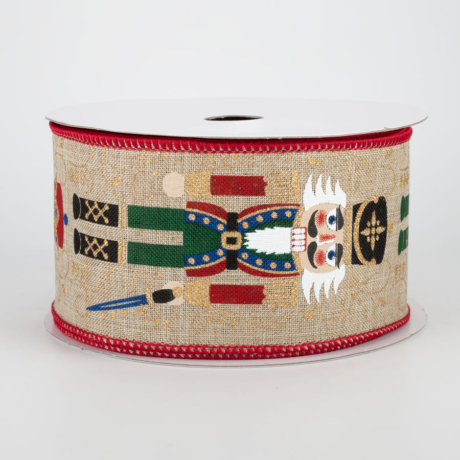 2.5" Nutcrackers Ribbon: Natural (10 Yards)