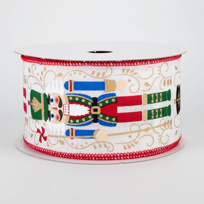 2.5" Nutcrackers Ribbon: White (10 Yards)