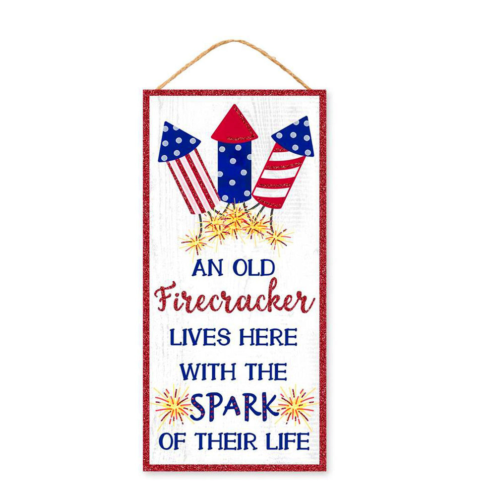 12" Old Firecracker Glitter RWB Sign Item Number: AP7837